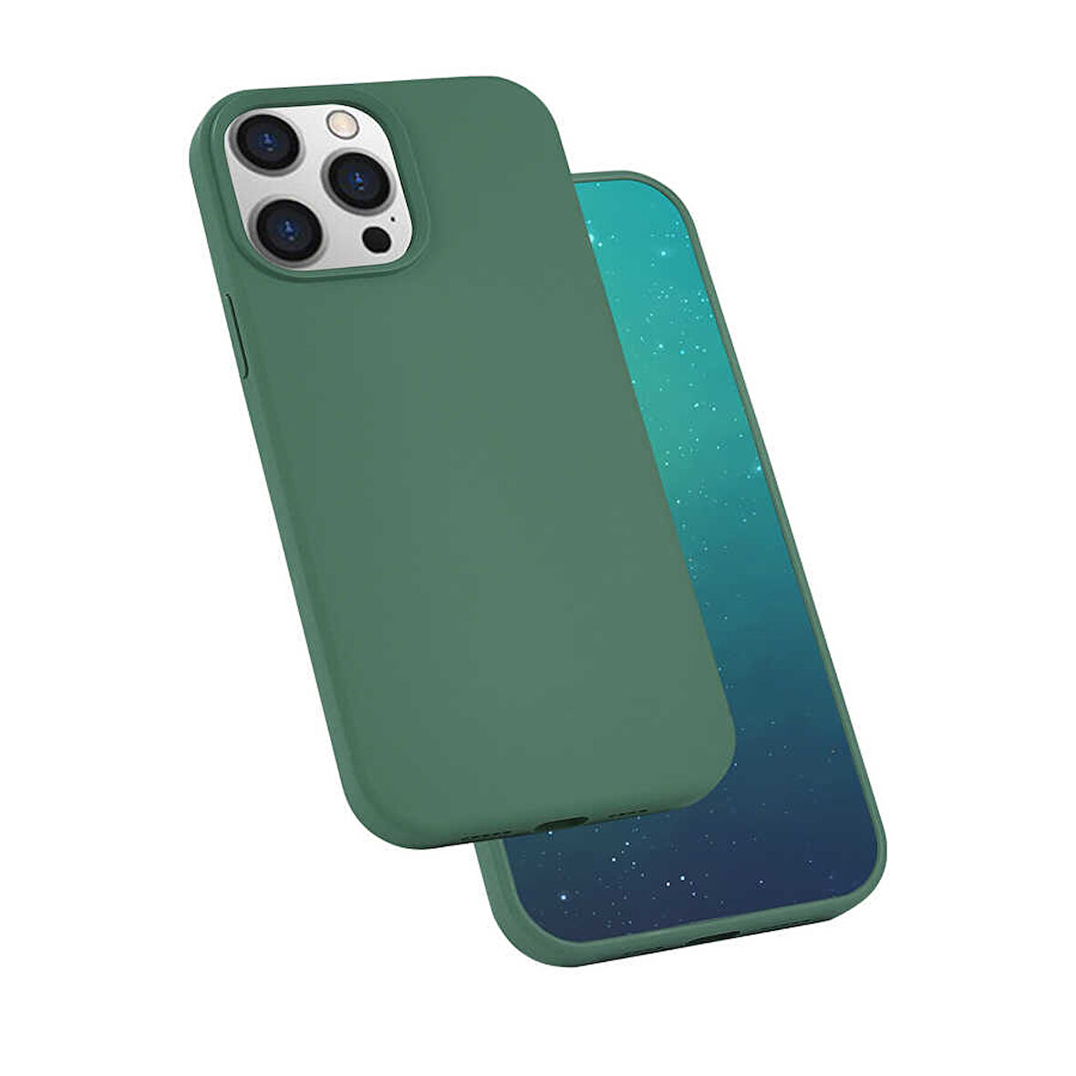 iPhone 13 Pro Max Uyumlu Zore Silk Silikon-Koyu Yeşil