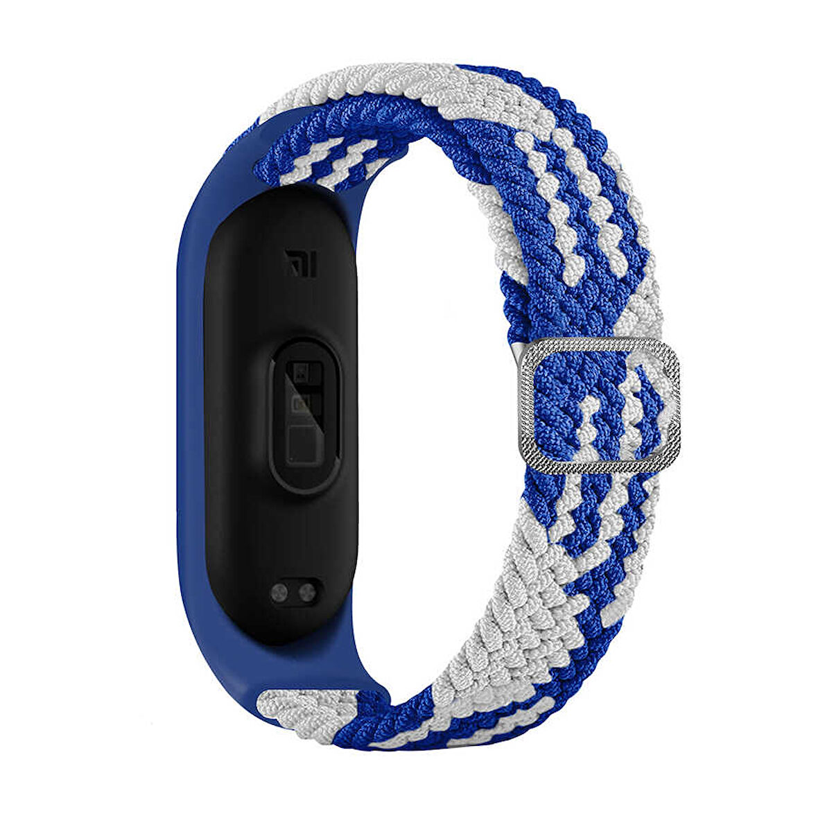Xiaomi Mi Band 4 Uyumlu KRD-49 Örgü Zore Kordon-Mavi-Beyaz
