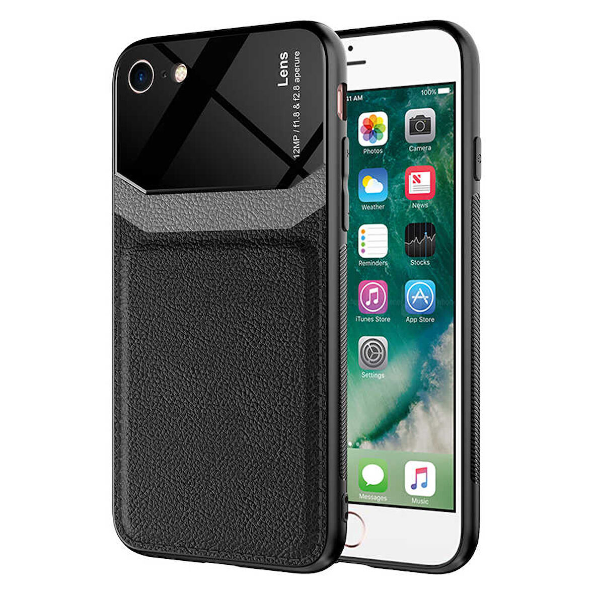 Ceponya iPhone SE 2020 Kılıf ​Deri Görünümlü Emiks Kapak