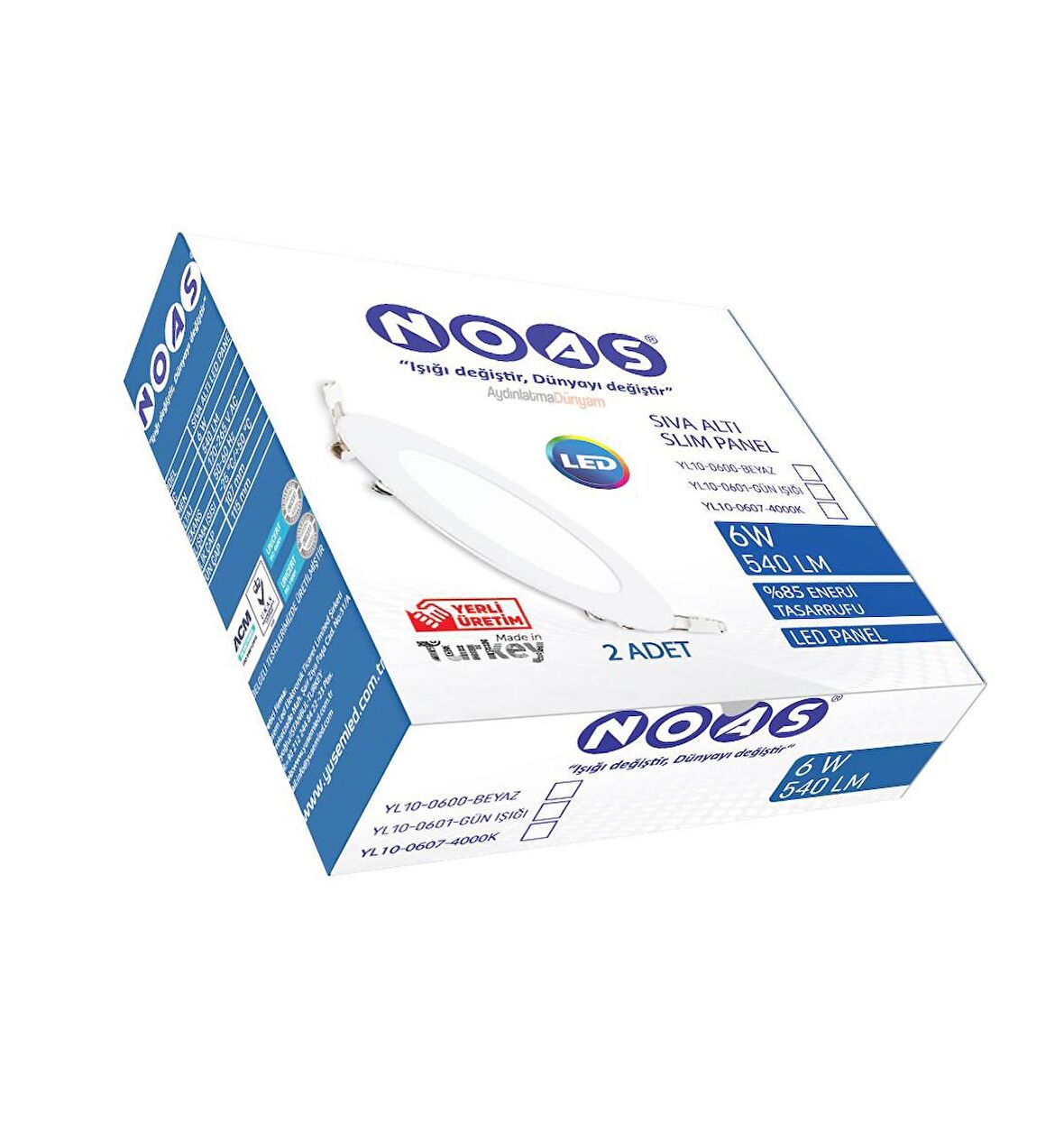 Noas 6W Sıva Altı Slim Led Panel 2 Adet Beyaz Işık YL10-0600