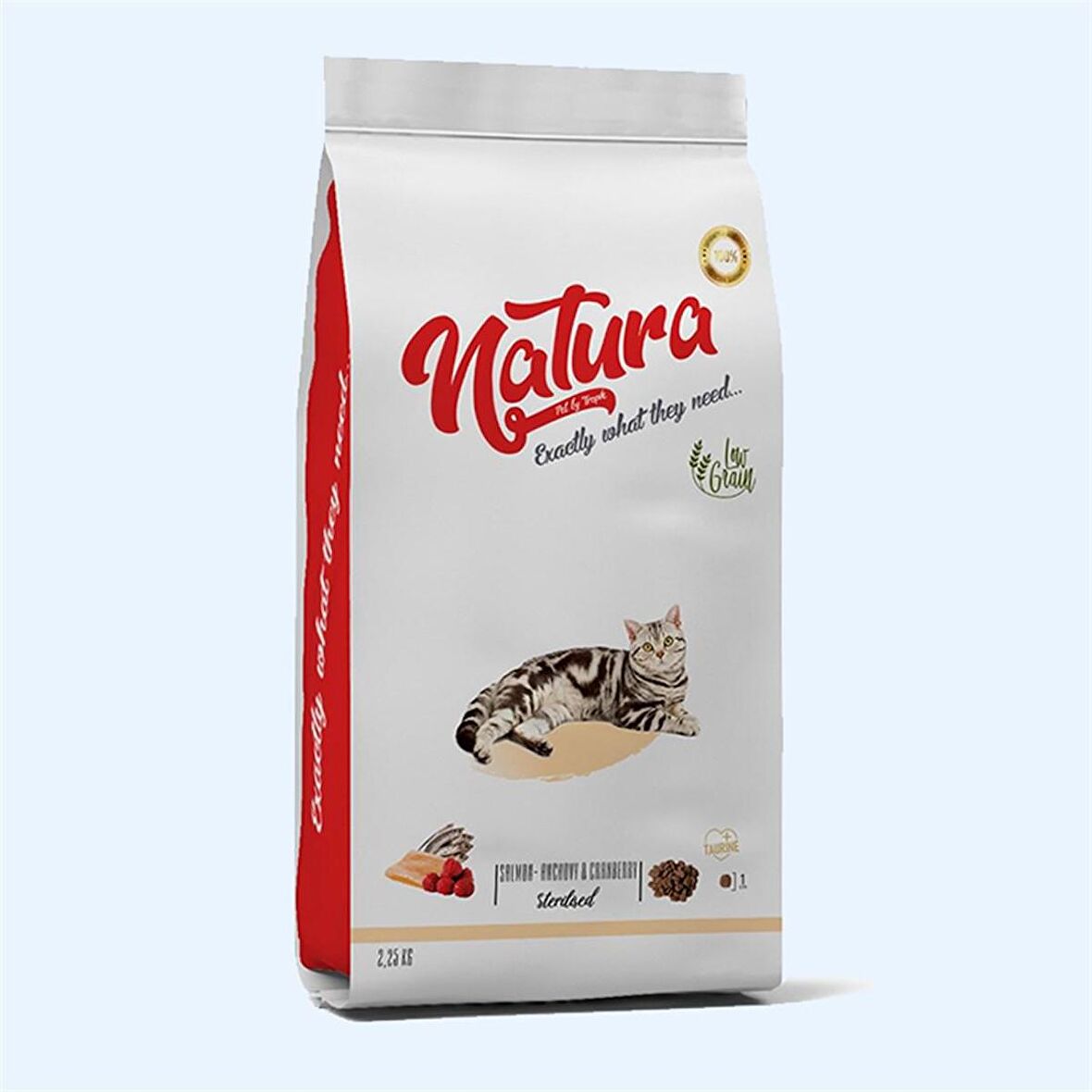 Natura Düşük Tahıllı Somon, Hamsi & Böğürtlen Kısır Kedi Maması 2,25Kg