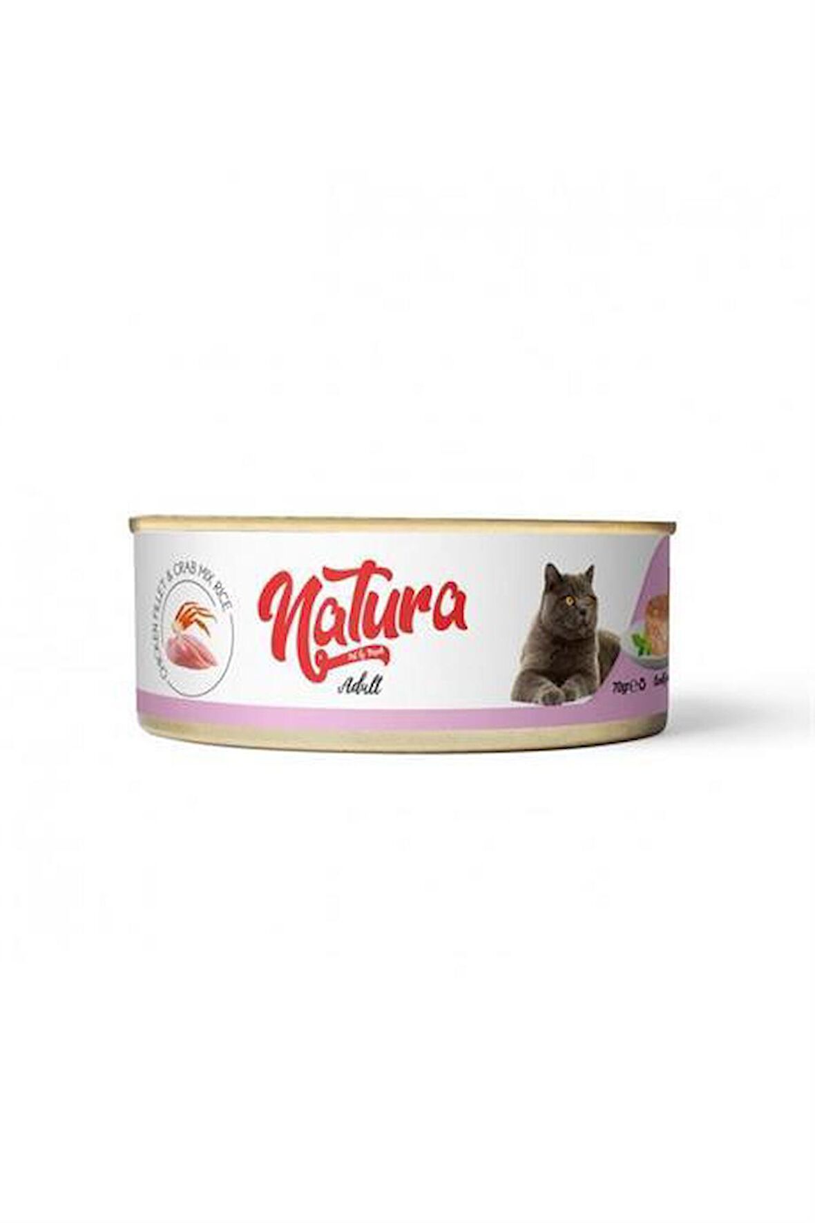 Natura Adult Tahılsız Tavuk Fileto ve Yengeçli Yetişkin Kedi Konservesi 70 gr