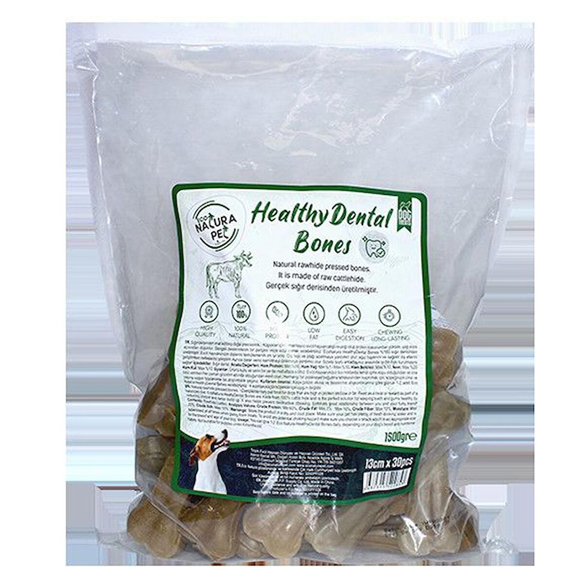 Eco Natura Pet Healty Dental Bones Natural Pres Kemik 13Cm 30Lu 1500Gr