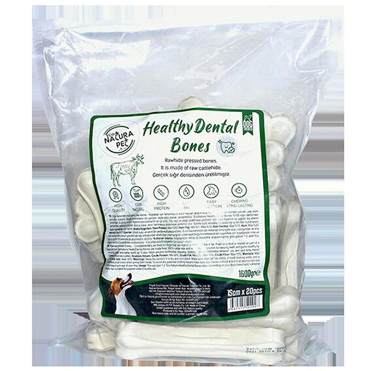 Eco Natura Pet Healty Dental Bones Beyaz Pres Kemik 15Cm 20Li 1600Gr