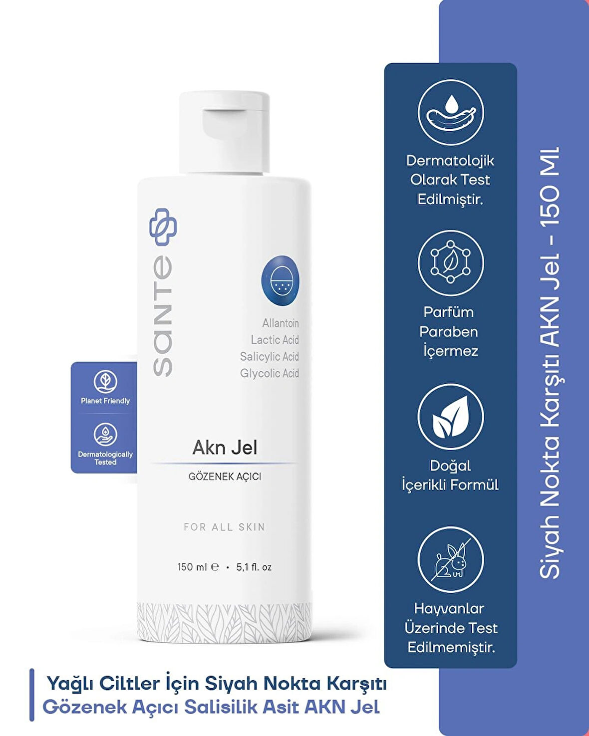 Sante Plus Yağlı, Akne ve Sivilceli Cilt için AKN Jel 150 Ml