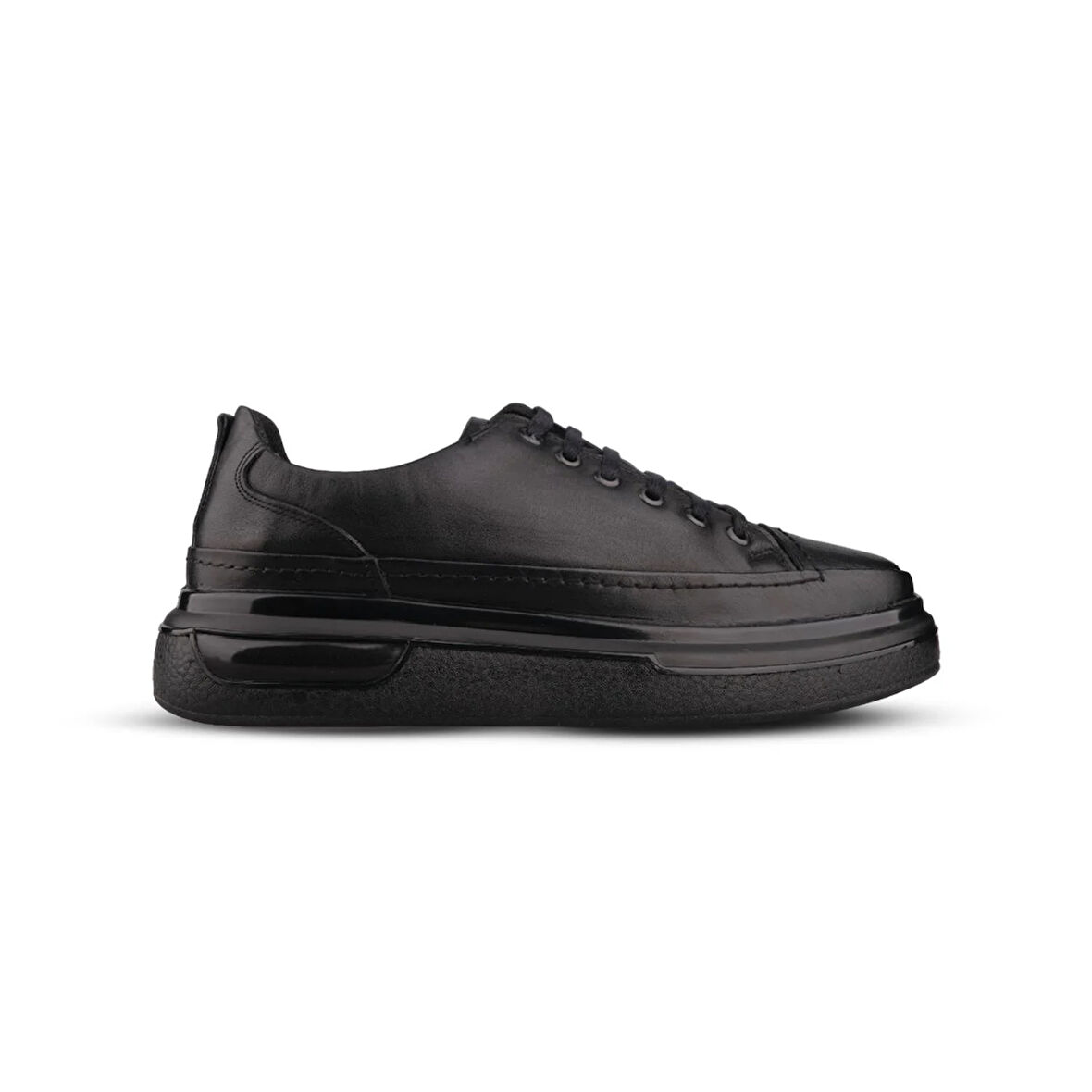 Erkek Sneaker - Siyah, Hakiki Deri