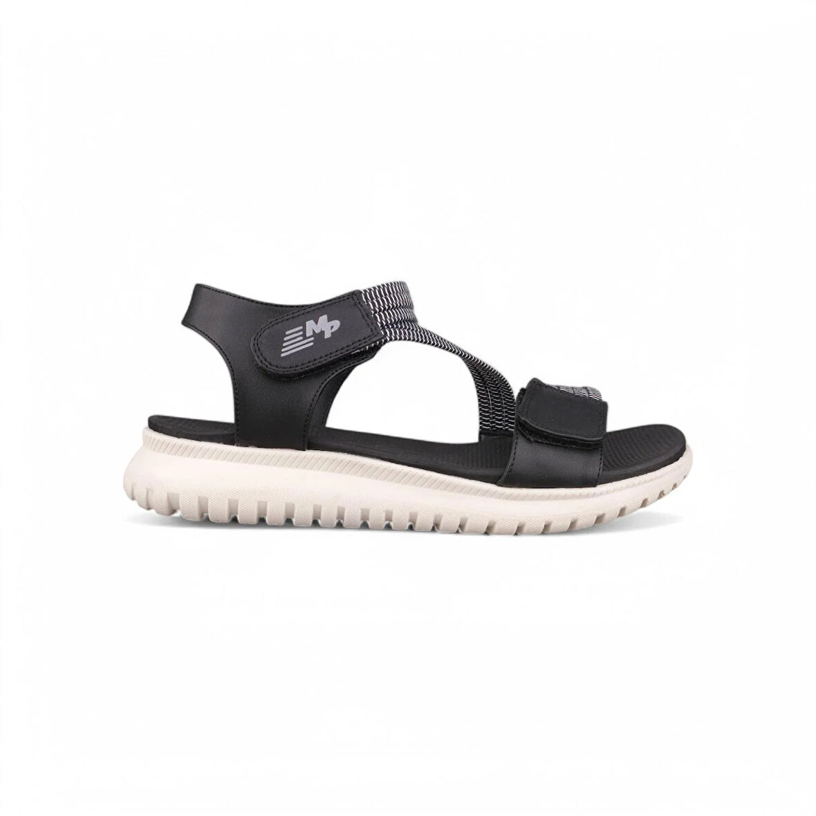 Kadın Günlük Sandalet - Siyah-Beyaz, Deri