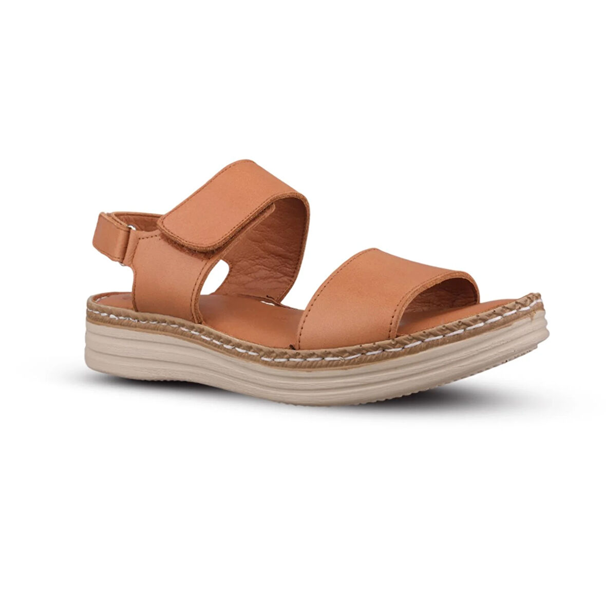 Kadın Günlük Sandalet - Taba, Deri