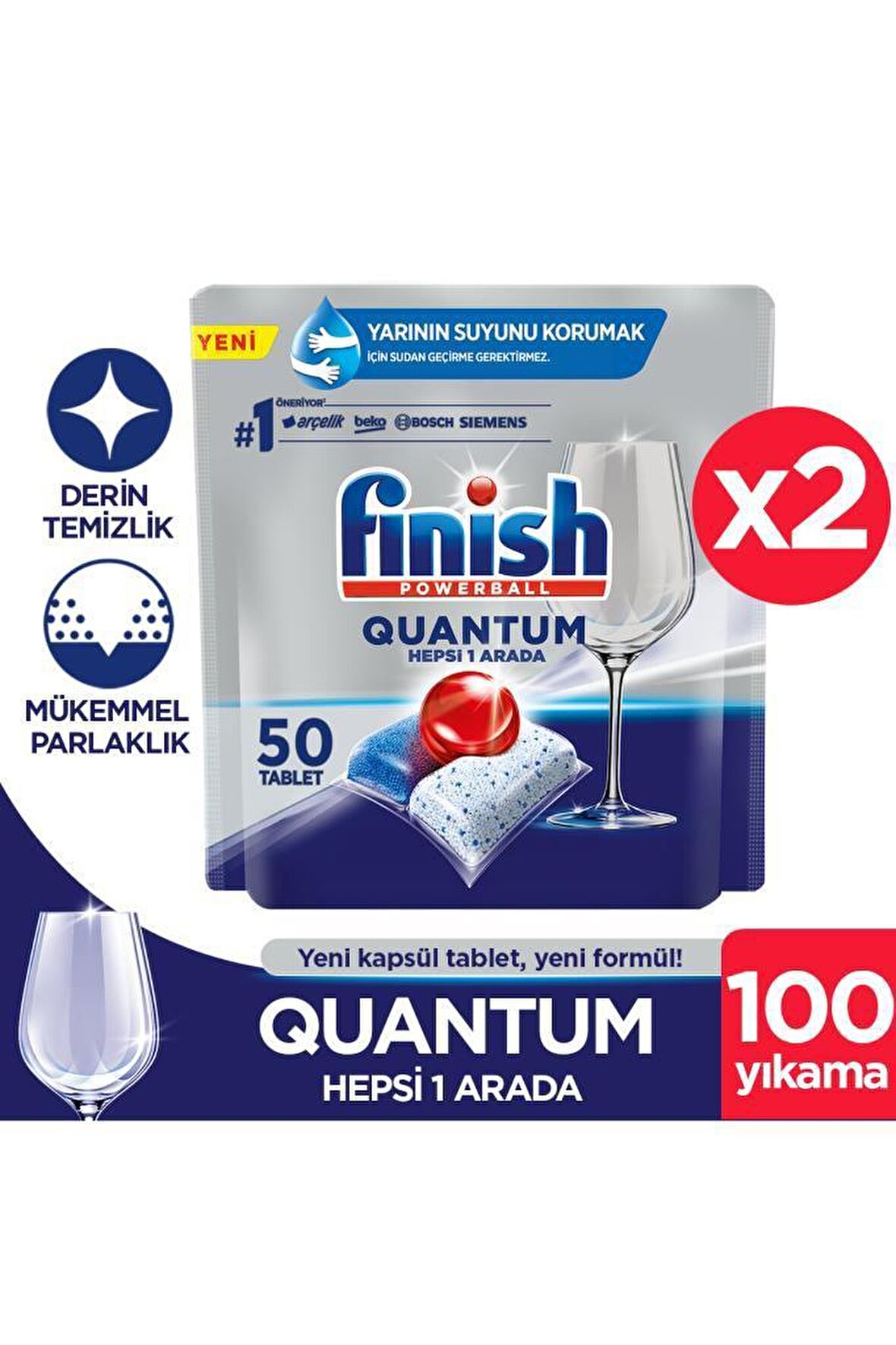 Finish Quantum Bulaşık Makinesi Tableti 2x50'li 