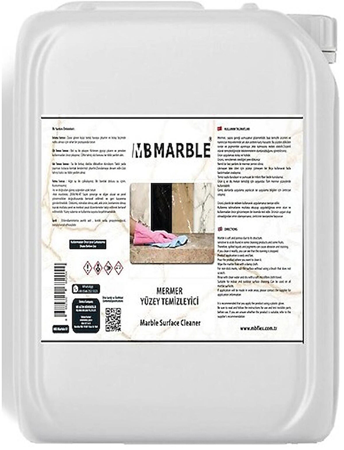 MB Marble Mermer Yüzey Temizleyici 5 Litre (İleri teknoloji kimya ürünü, ev otel temizliğinde devrim)