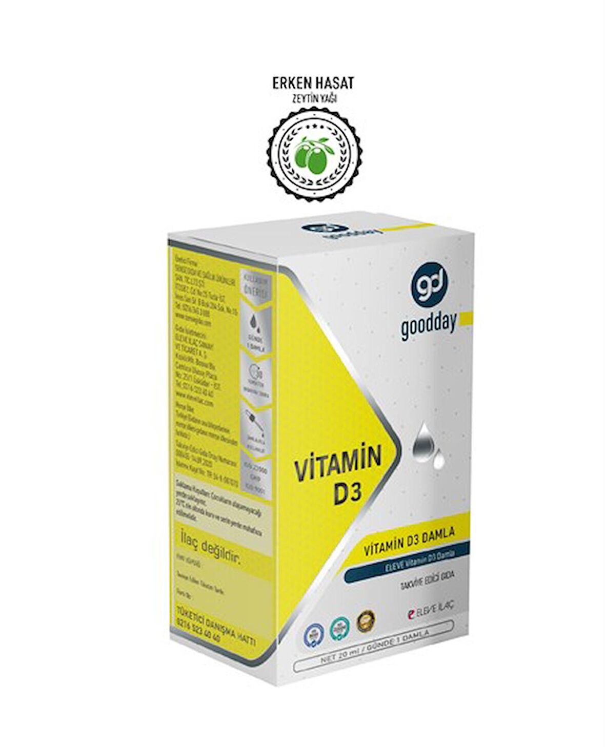 GOODDAY VİTAMİN D3 DAMLA 20 ML TAKVİYE EDİCİ GIDA