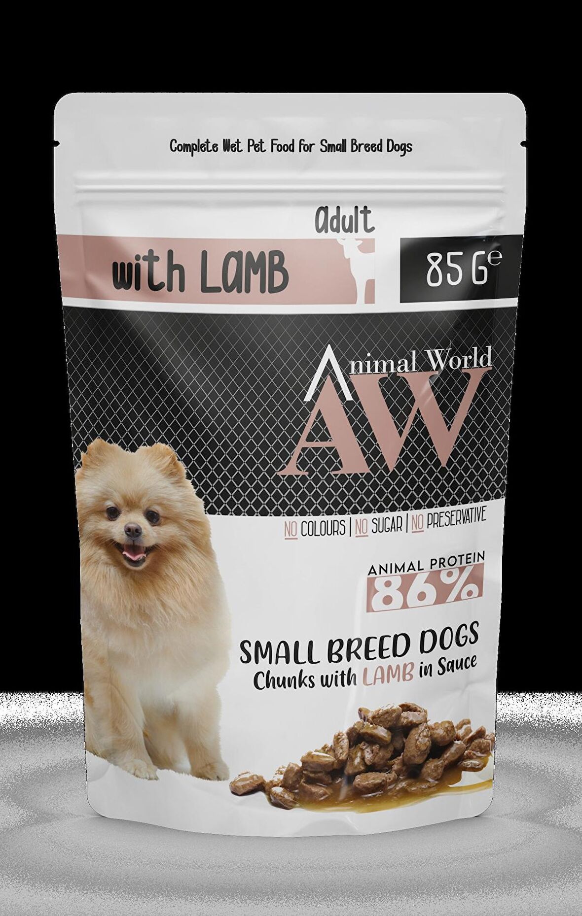 Animal World Küçük Irk Soslu Kuzu Etli Köpek Konservesi 85 gr