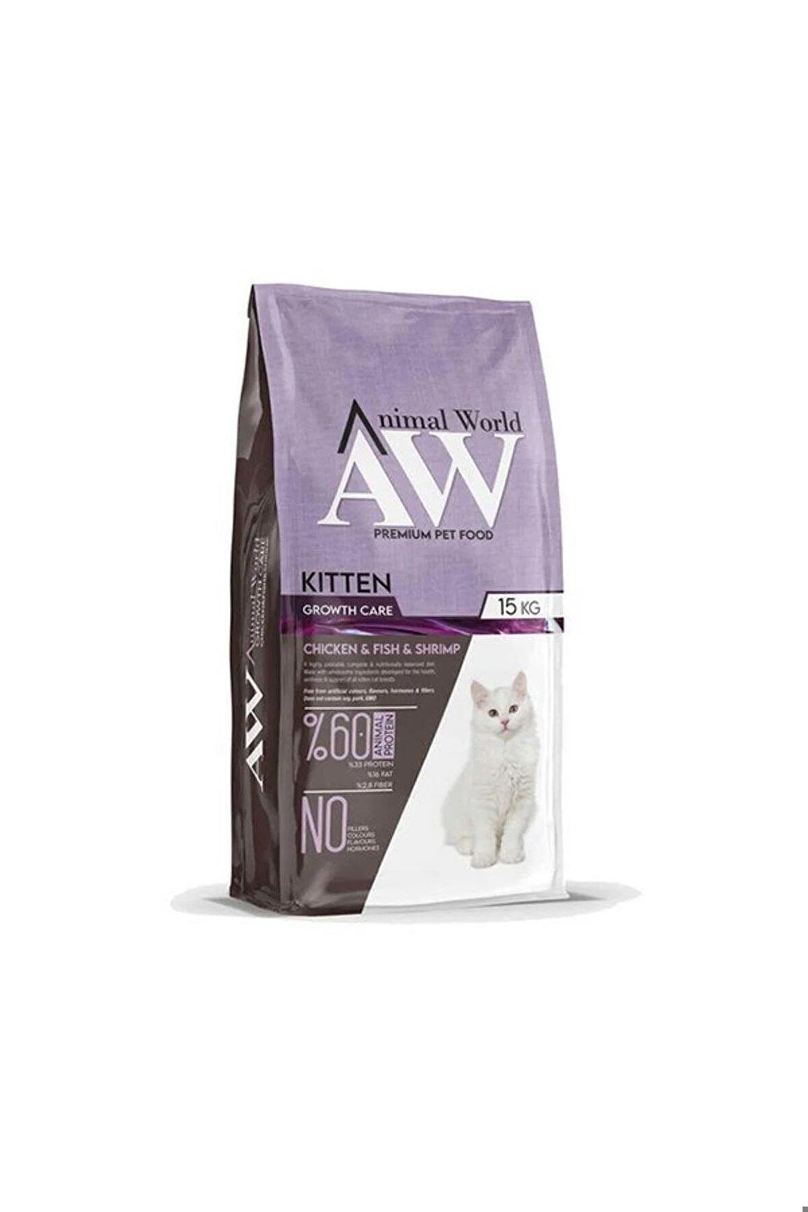 Animal World Kitten Tavuk Balık Ve Karidesli Yavru Kedi Maması 2X1 Kg. Açık Paket