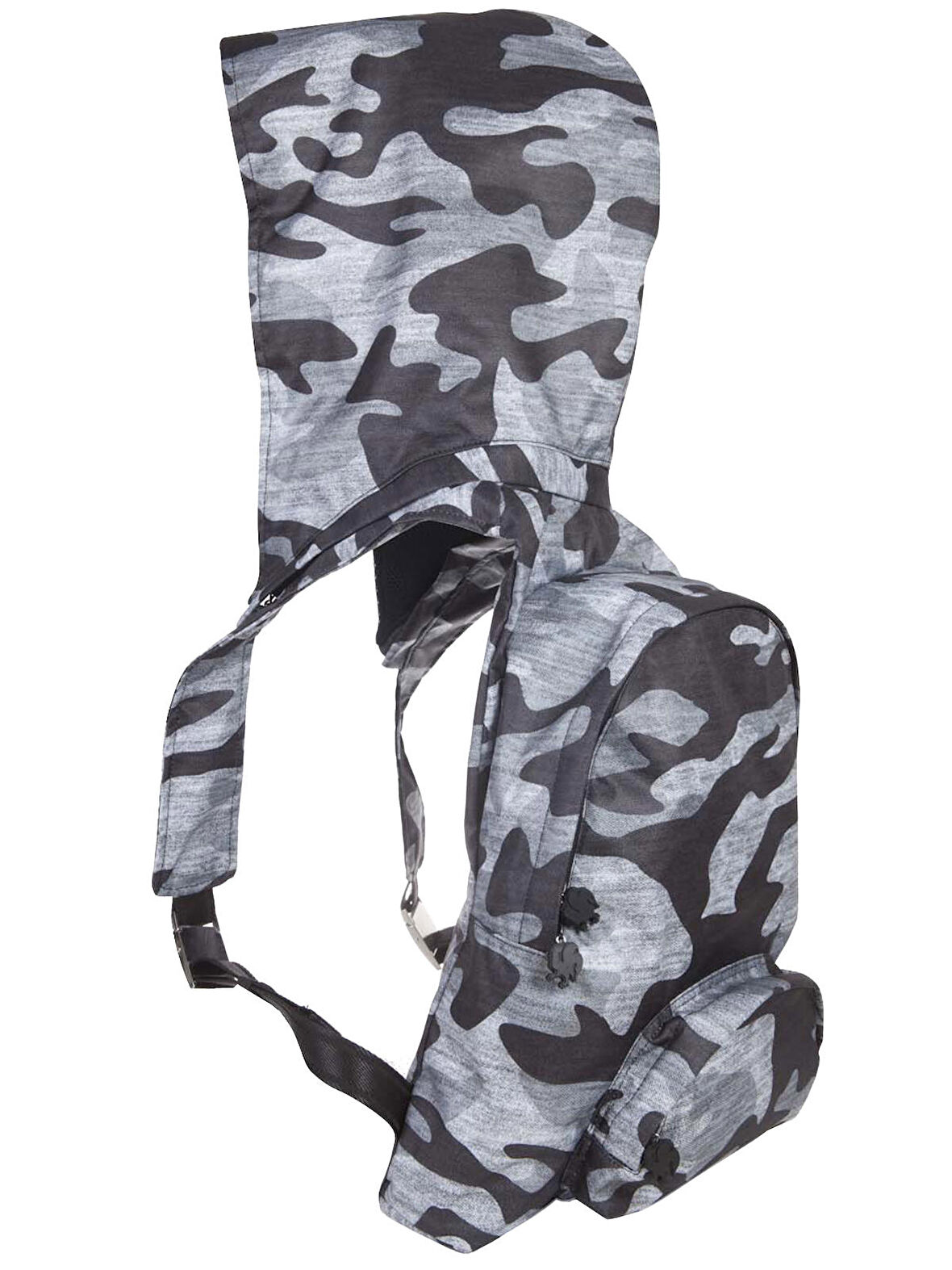 Morikukko Camo Basic Grey Çıkabilir Kapüşonlu Sırt Çantası