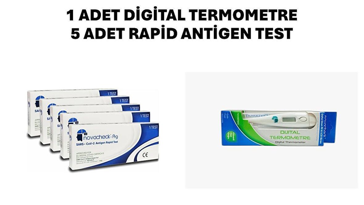 1 ADET DİGİTAL TERMOMETRE 5 ADET RAPİD ANTİGEN TEST