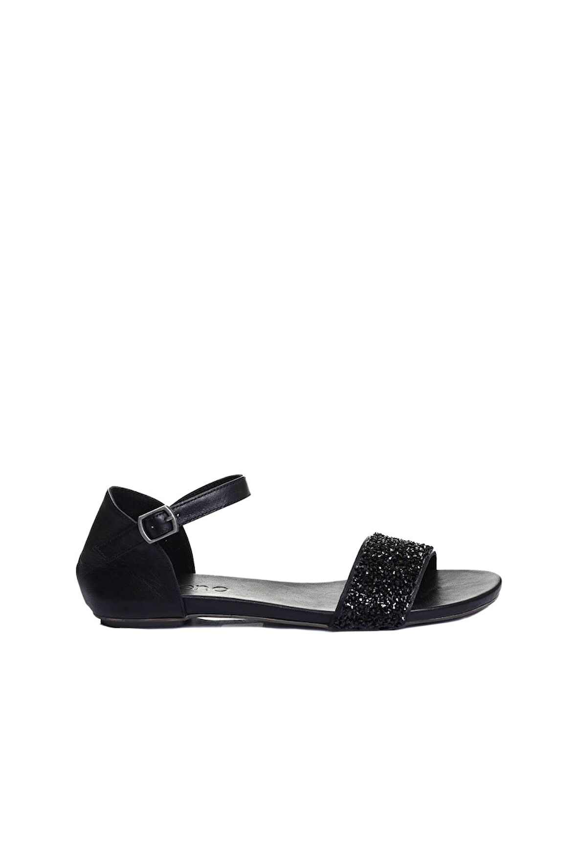 Bueno Shoes Siyah Deri Kadın Düz Sandalet 01wj1103