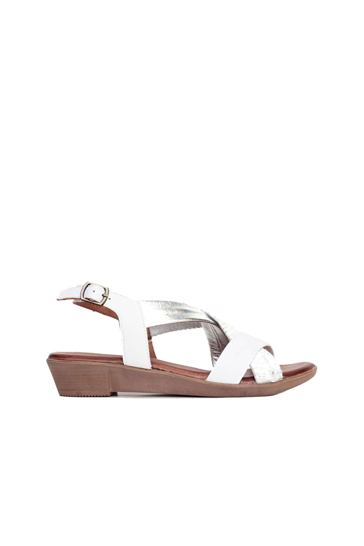 Bueno Shoes Beyaz Gümüş Deri Kadın Topuklu Sandalet 01wl1505