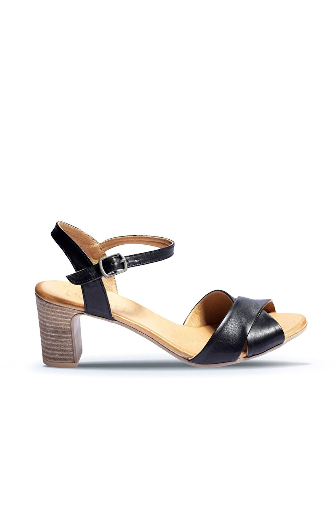 Bueno Shoes Siyah Deri Kadın Topuklu Sandalet 01wn1501