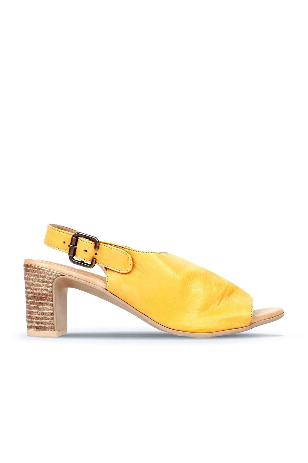 Bueno Shoes Sarı Deri Kadın Topuklu Sandalet 01wn1513