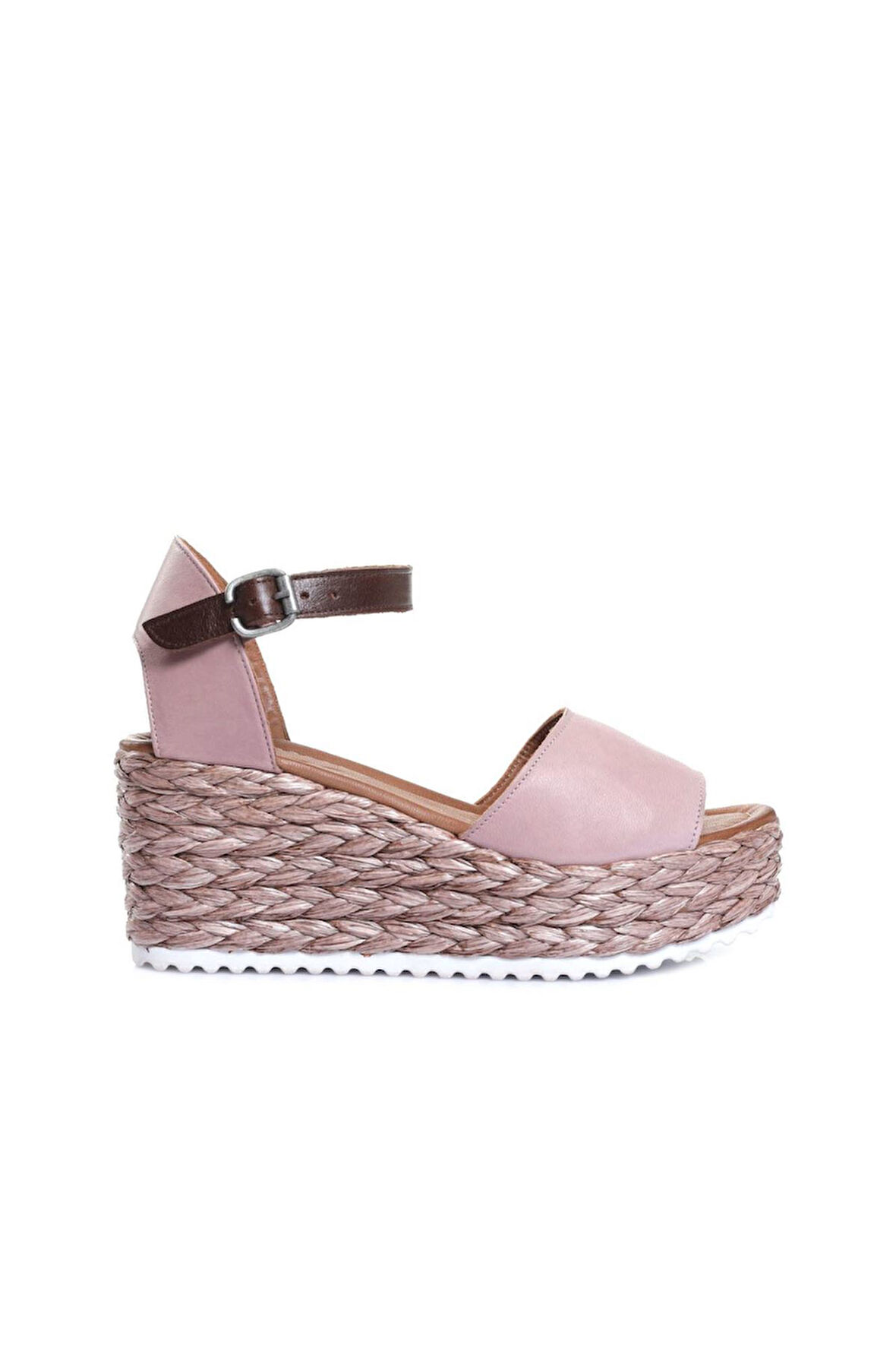 Bueno Shoes Gül Kurusu Deri Kadın Dolgu Topuklu Sandalet 01wn3601