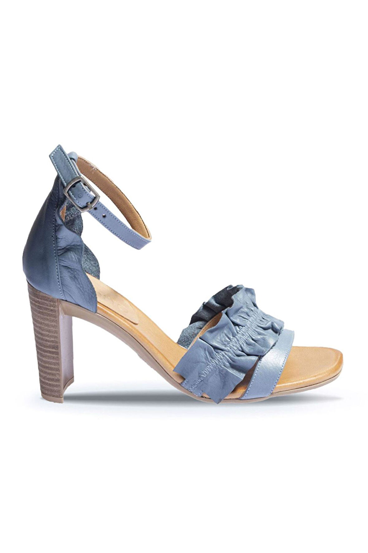 Bueno Shoes Mavi Deri Kadın Topuklu Sandalet 01wn4114