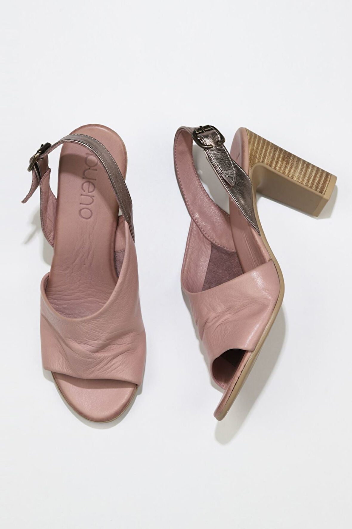 Bueno Shoes Gül Kurusu Deri Kadın Topuklu Sandalet 01wn4304