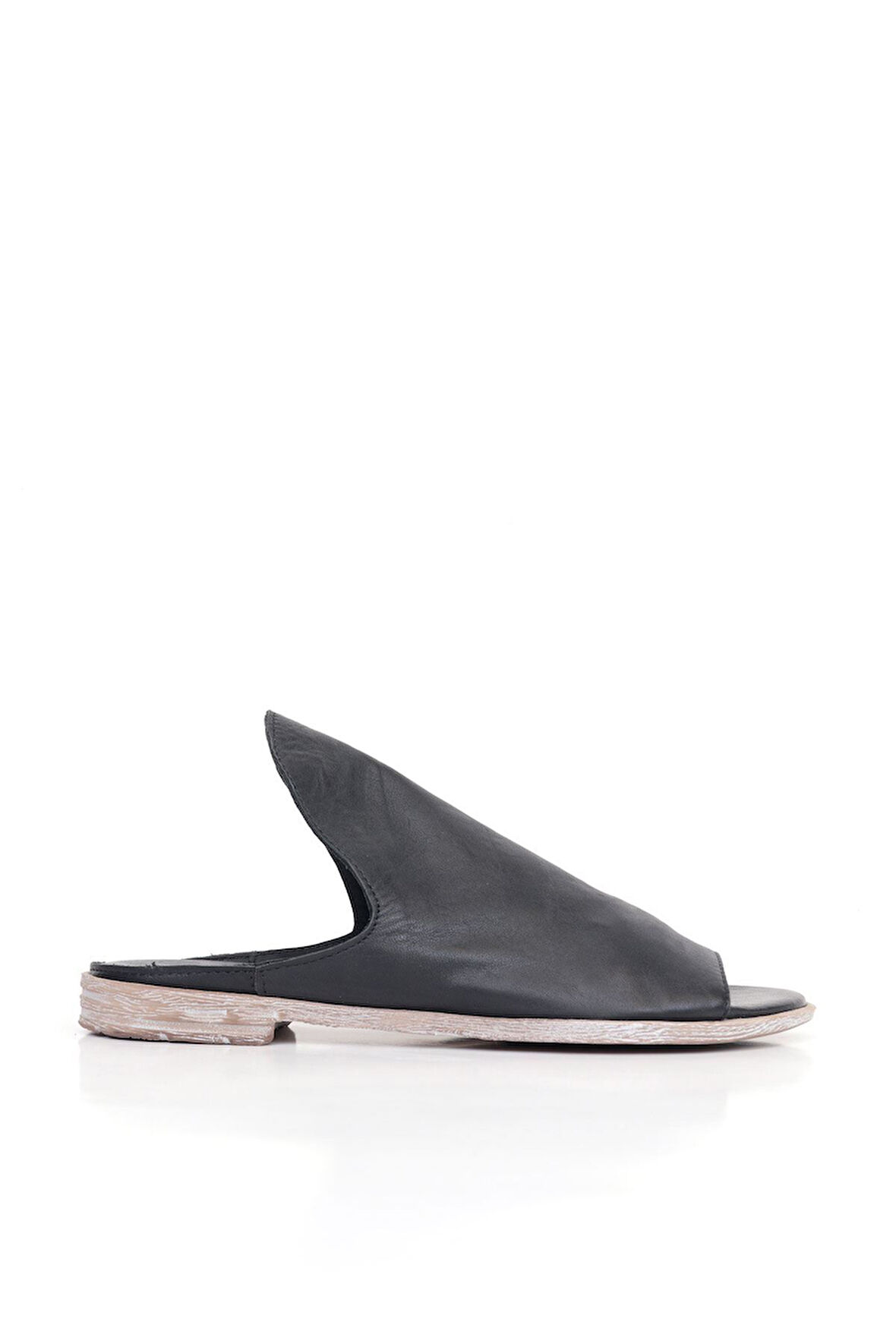 Bueno Shoes Siyah Deri Kadın Düz Terlik 01wn5019