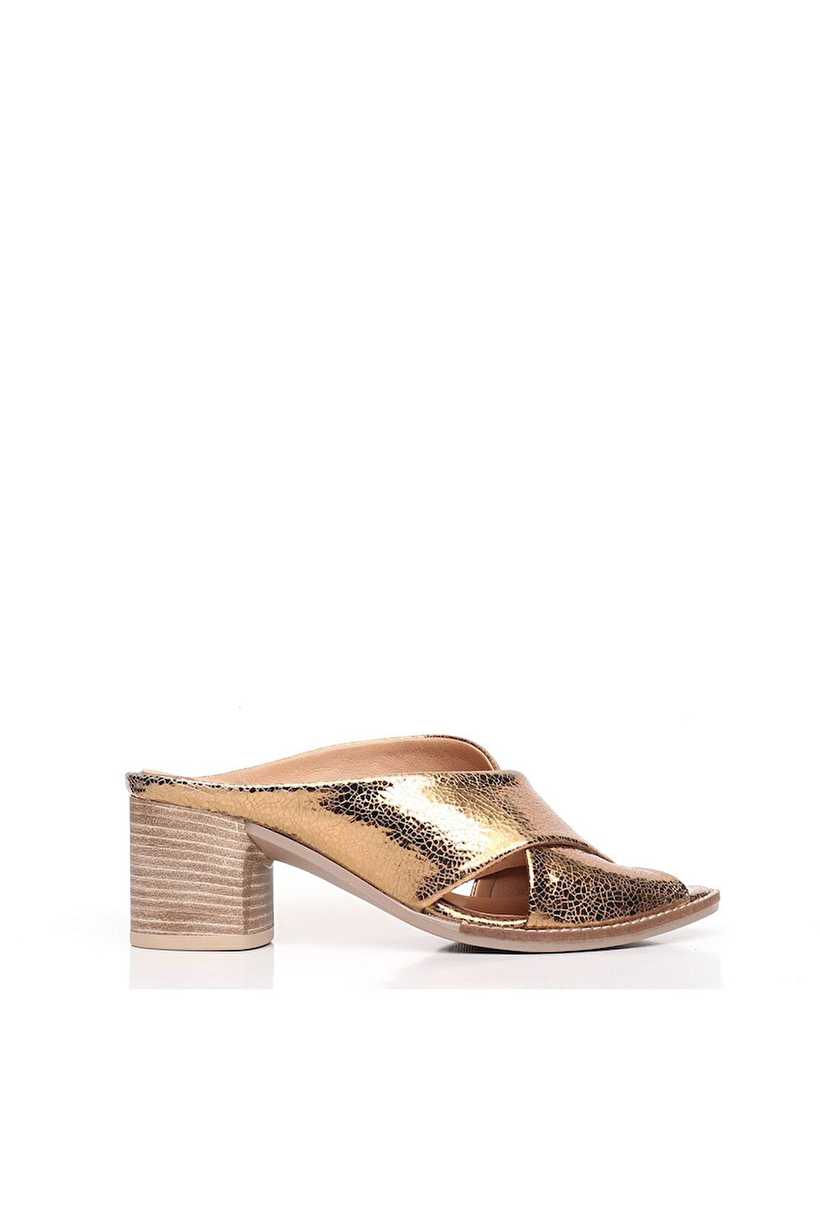 Bueno Shoes Bronz Deri Kadın Topuklu Terlik 01wn6108