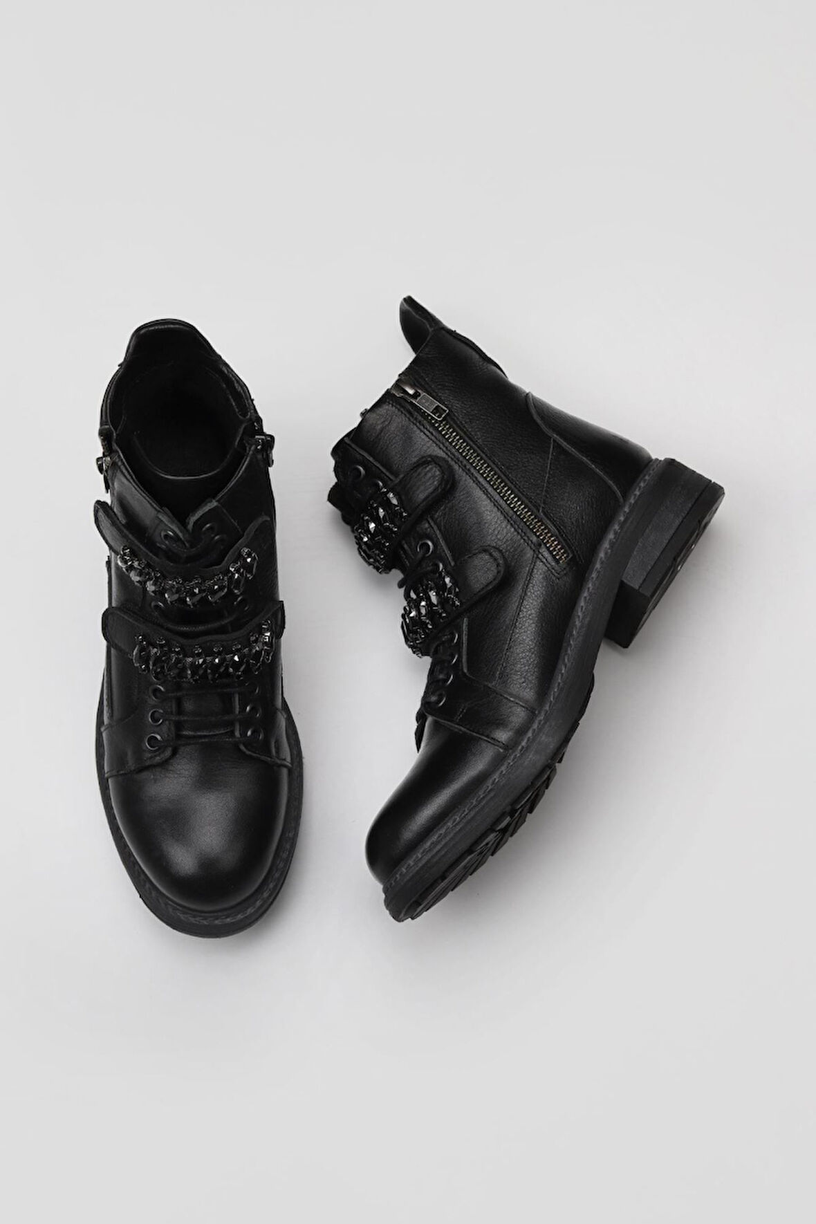 Bueno Shoes Siyah Deri Kadın Düz Bot 01wm1700