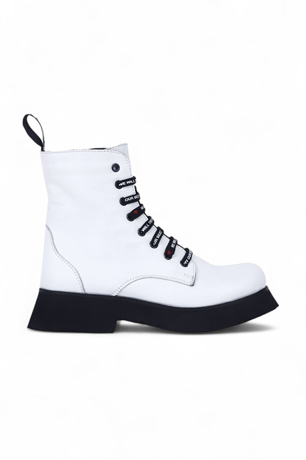 Bueno Shoes Beyaz Deri Kadın Düz Bot 01wr8802