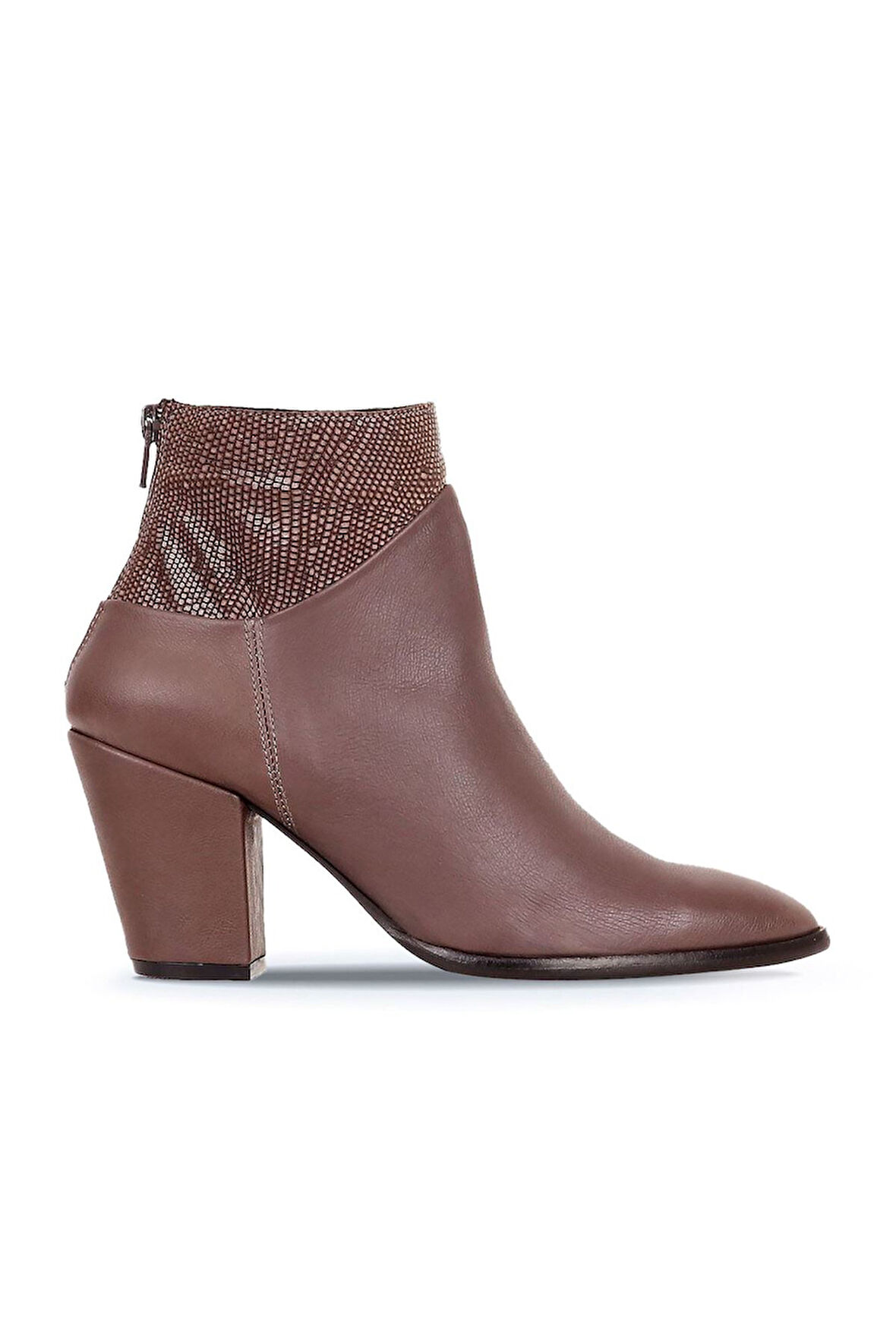 Bueno Shoes Gri Deri Kadın Topuklu Bot 01wr5006