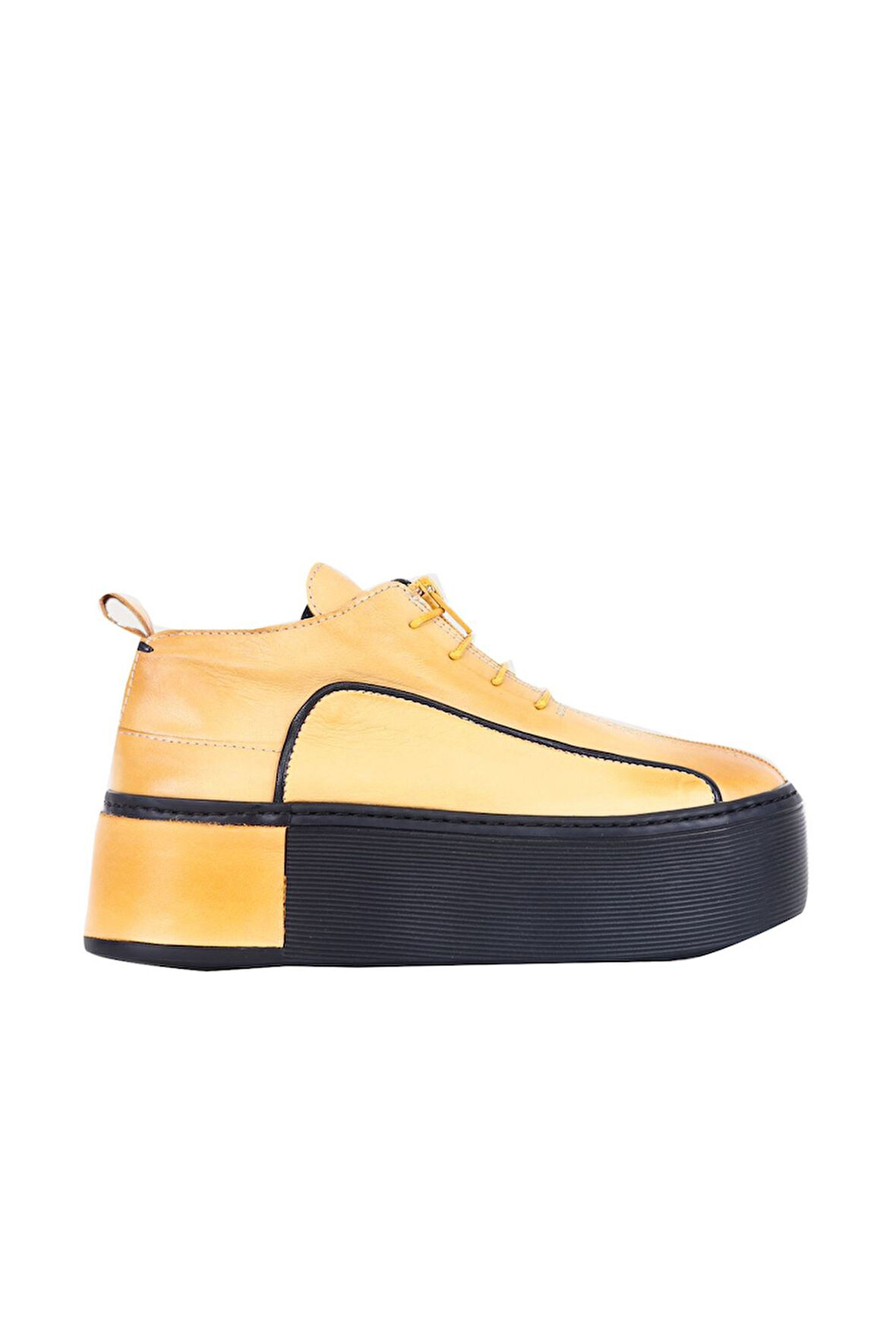 Bueno Shoes Sarı Deri Kadın Dolgu Topuklu Ayakkabı 01ws7001