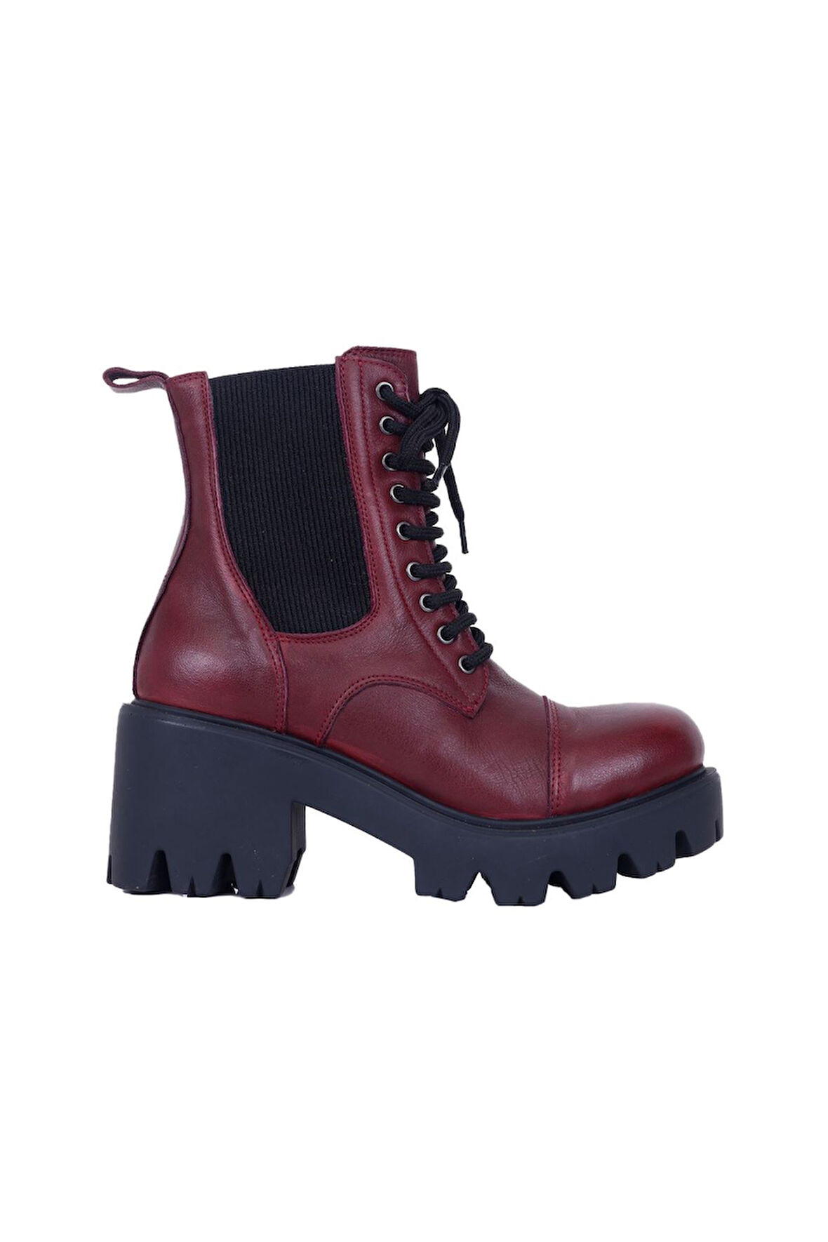 Bueno Shoes Bordo Deri Kadın Topuklu Bot 01wr3900