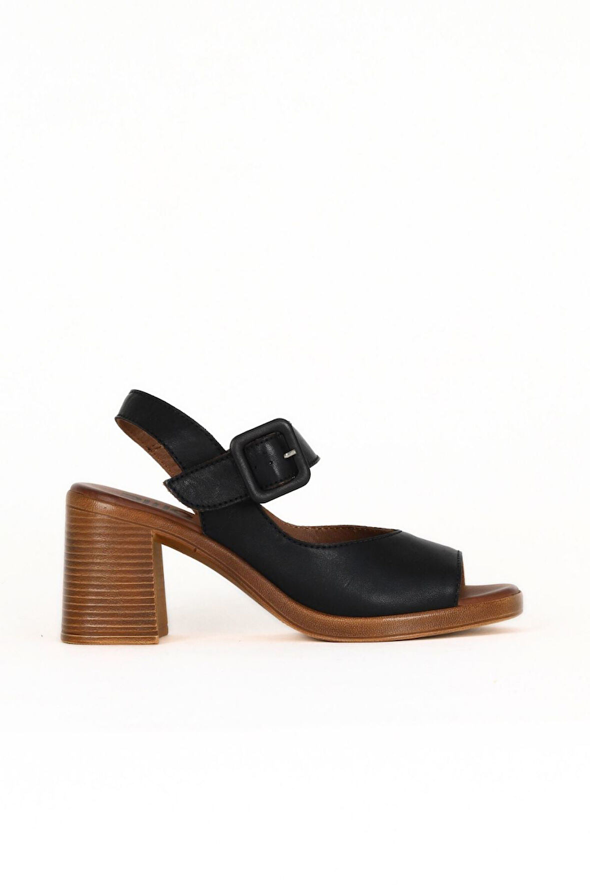 Bueno Shoes Siyah Deri Kadın Topuklu Sandalet 01we3701