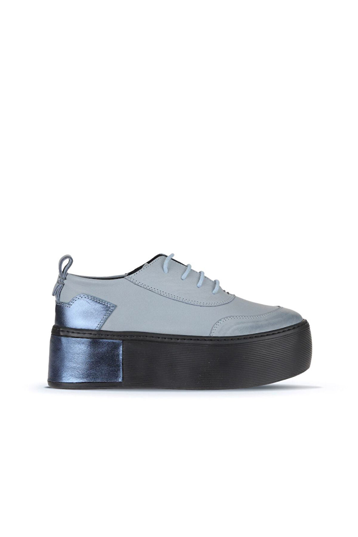 Bueno Shoes Mavi Deri Kadın Dolgu Topuklu Ayakkabı 01ws7000