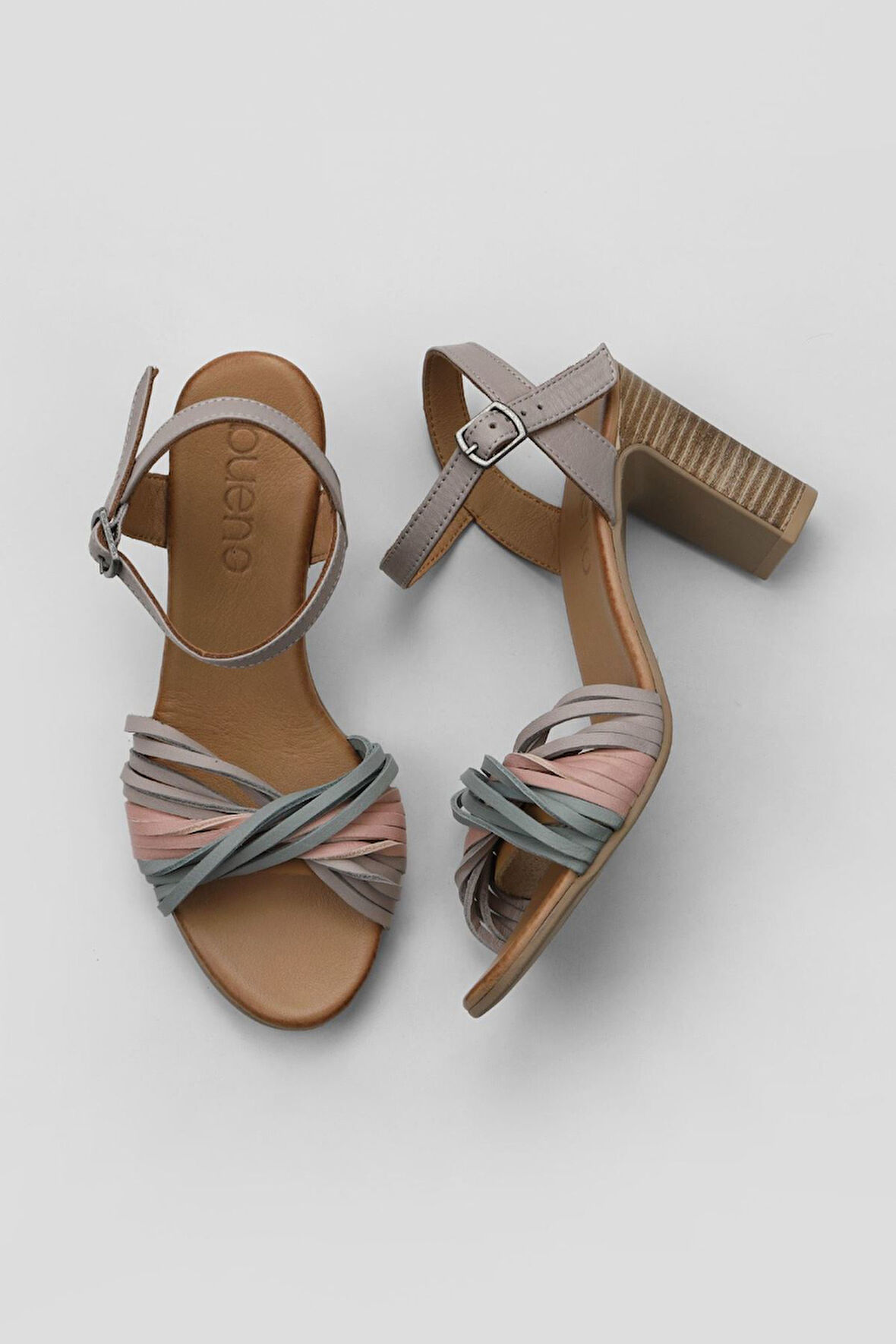 Bueno Shoes Mavi Deri Kadın Topuklu Sandalet 01wn4302