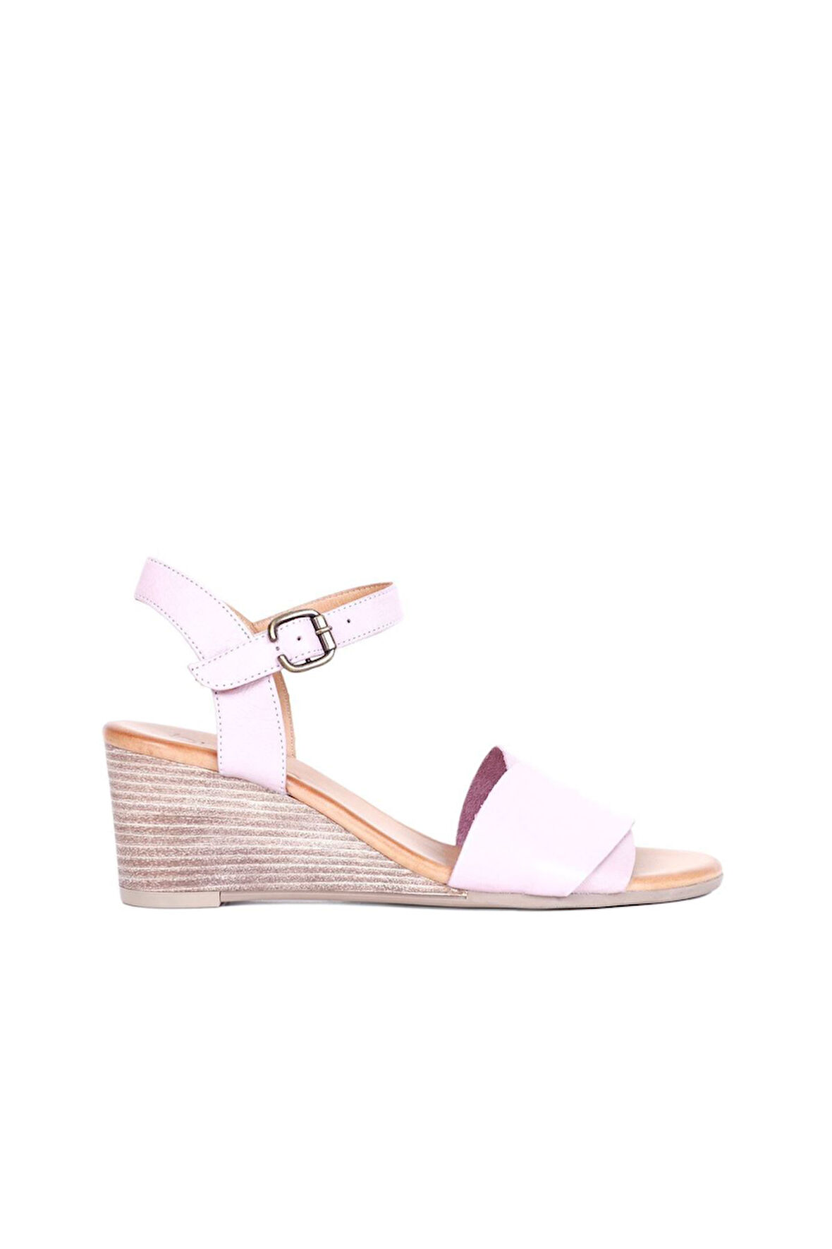 Bueno Shoes Pembe Deri Kadın Dolgu Topuklu Sandalet 01wq8601
