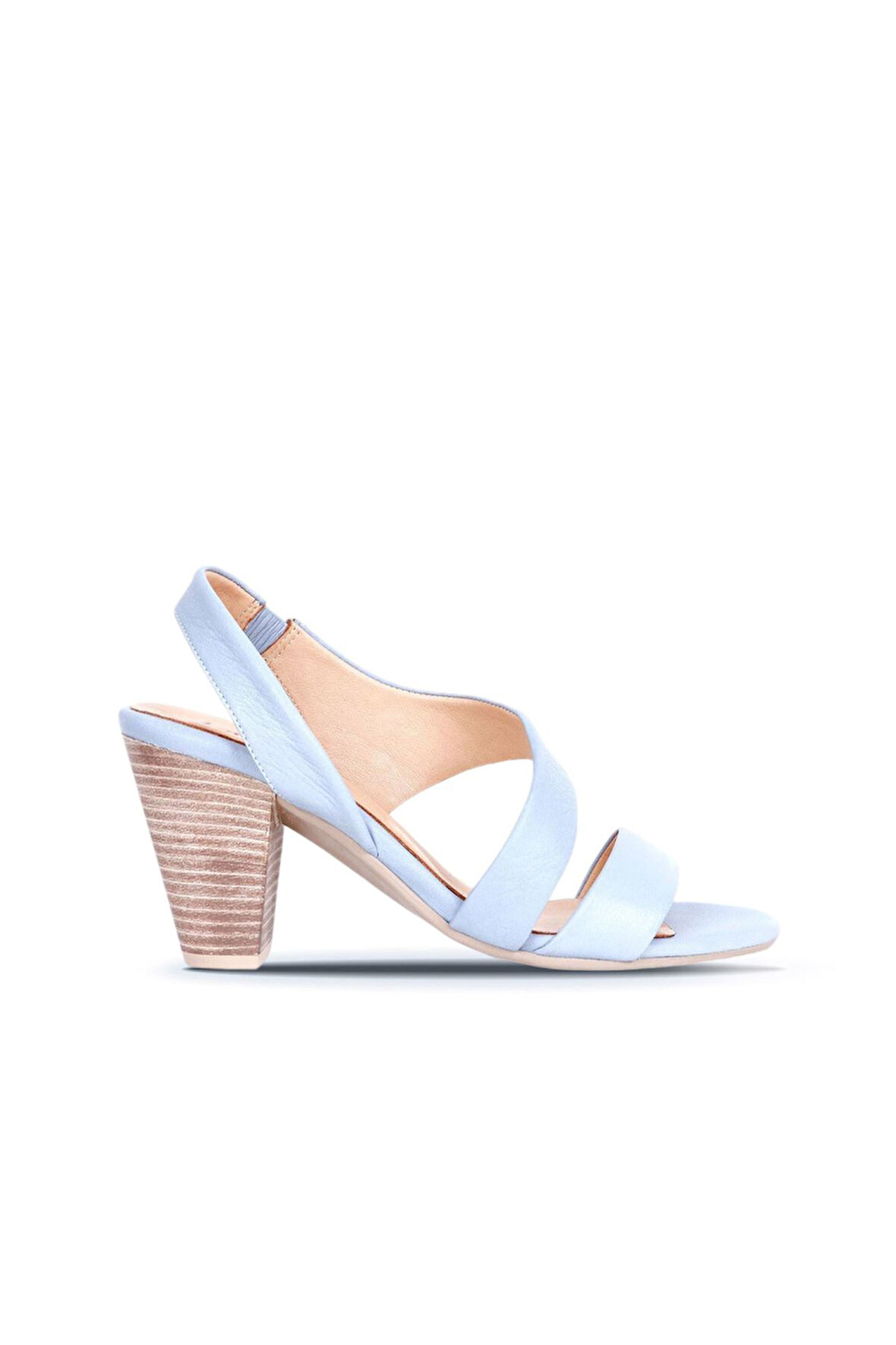 Bueno Shoes Mavi Deri Kadın Topuklu Sandalet 01ws6700