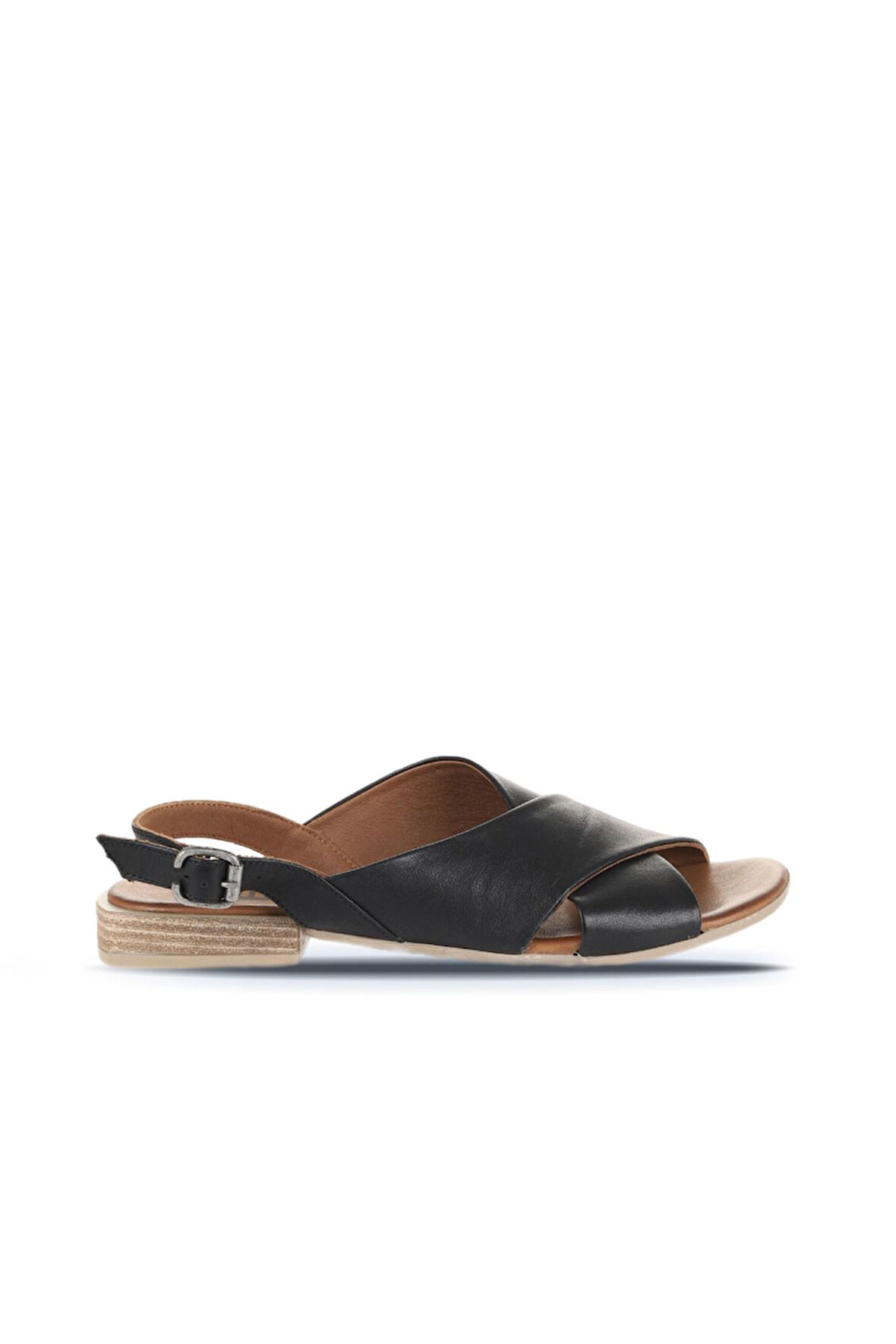 Bueno Shoes Siyah Khv-bej Deri Kadın Düz Sandalet 01wq5618