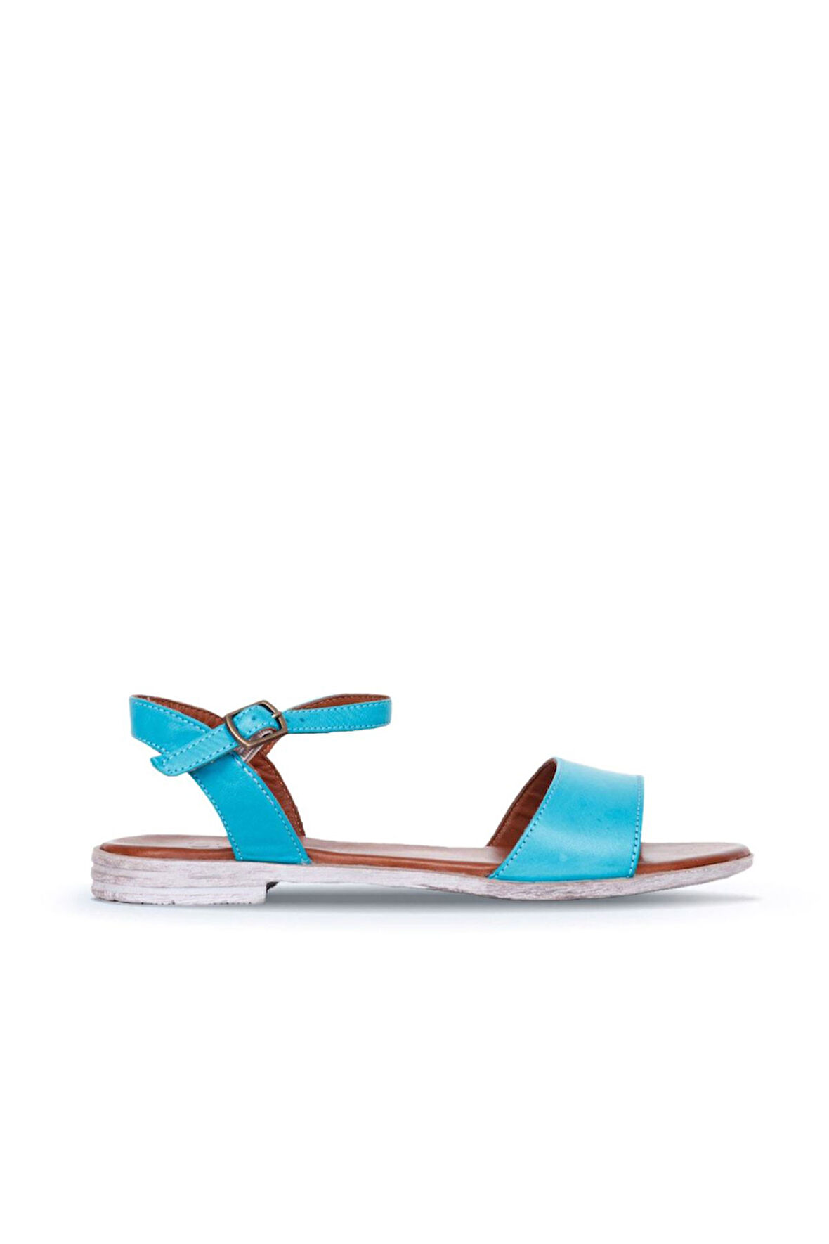 Bueno Shoes Turkuaz Deri Kadın Düz Sandalet 01wn5003