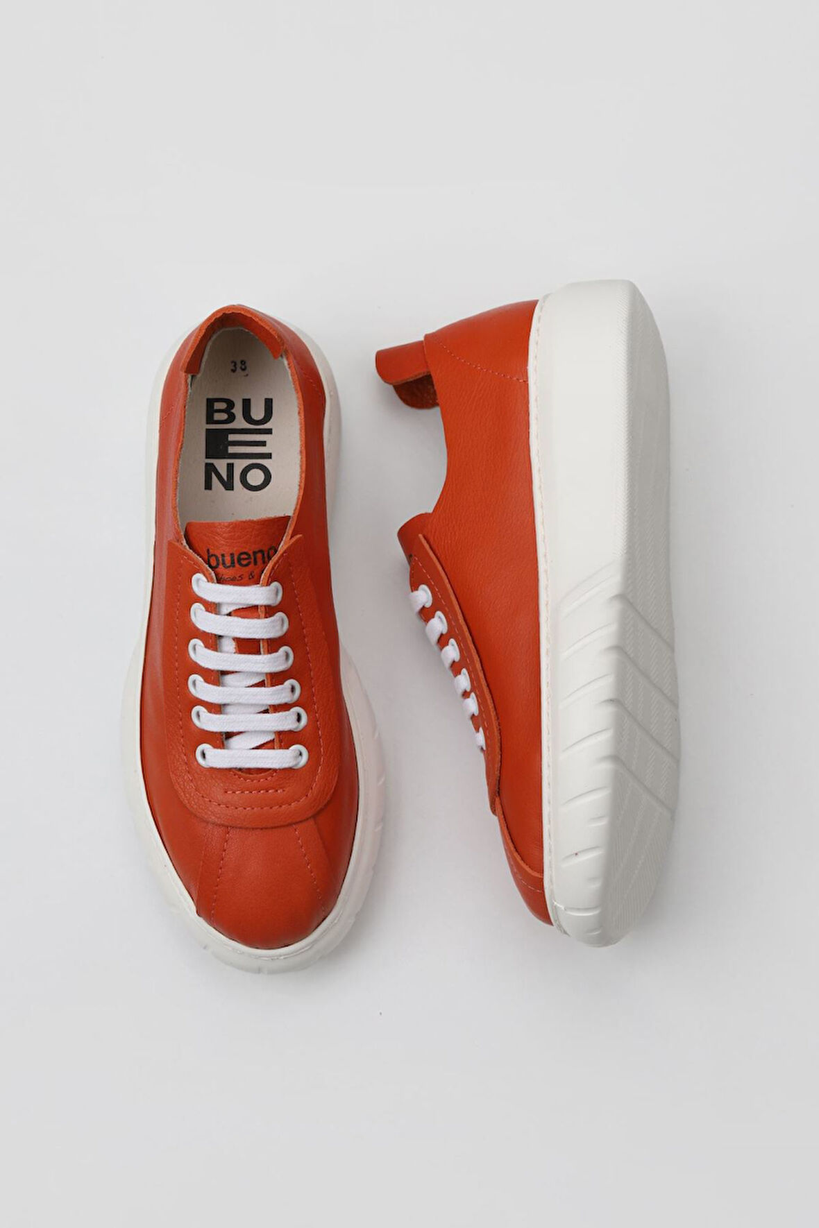 Bueno Shoes Turuncu Deri Kadın Dolgu Topuklu Ayakkabı 01wq4904