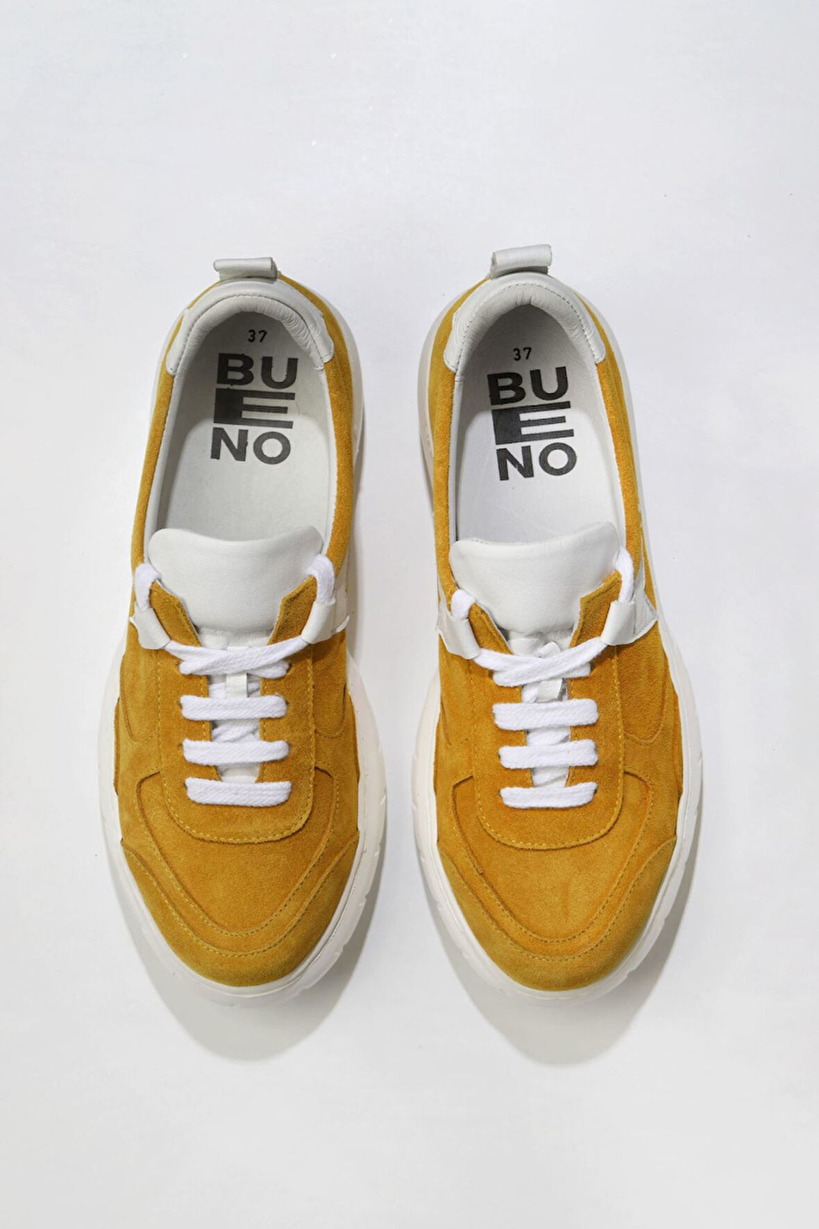 Bueno Shoes Sarı Beyaz Deri Kadın Dolgu Topuklu Ayakkabı 01wq4906