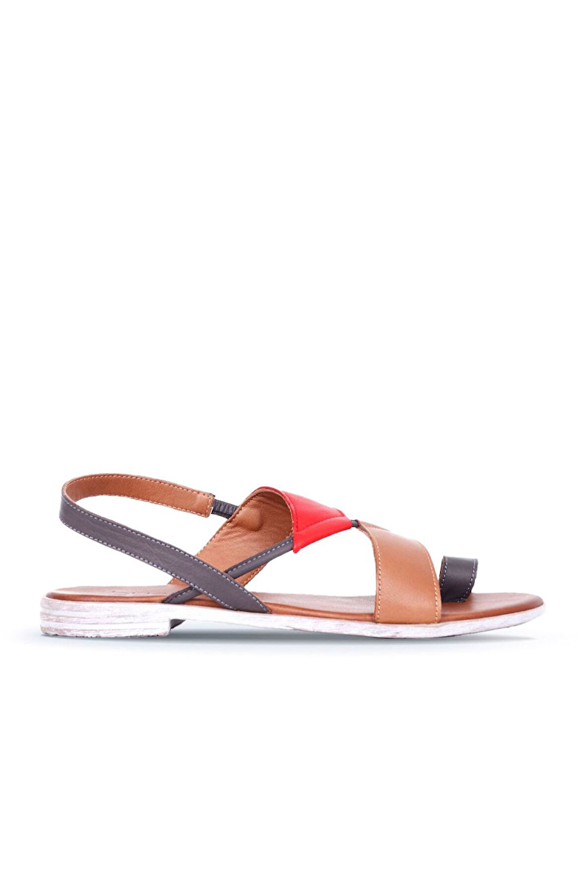 Bueno Shoes Taba Kırmızı Deri Kadın Parmak Arası Sandalet 01ws2513