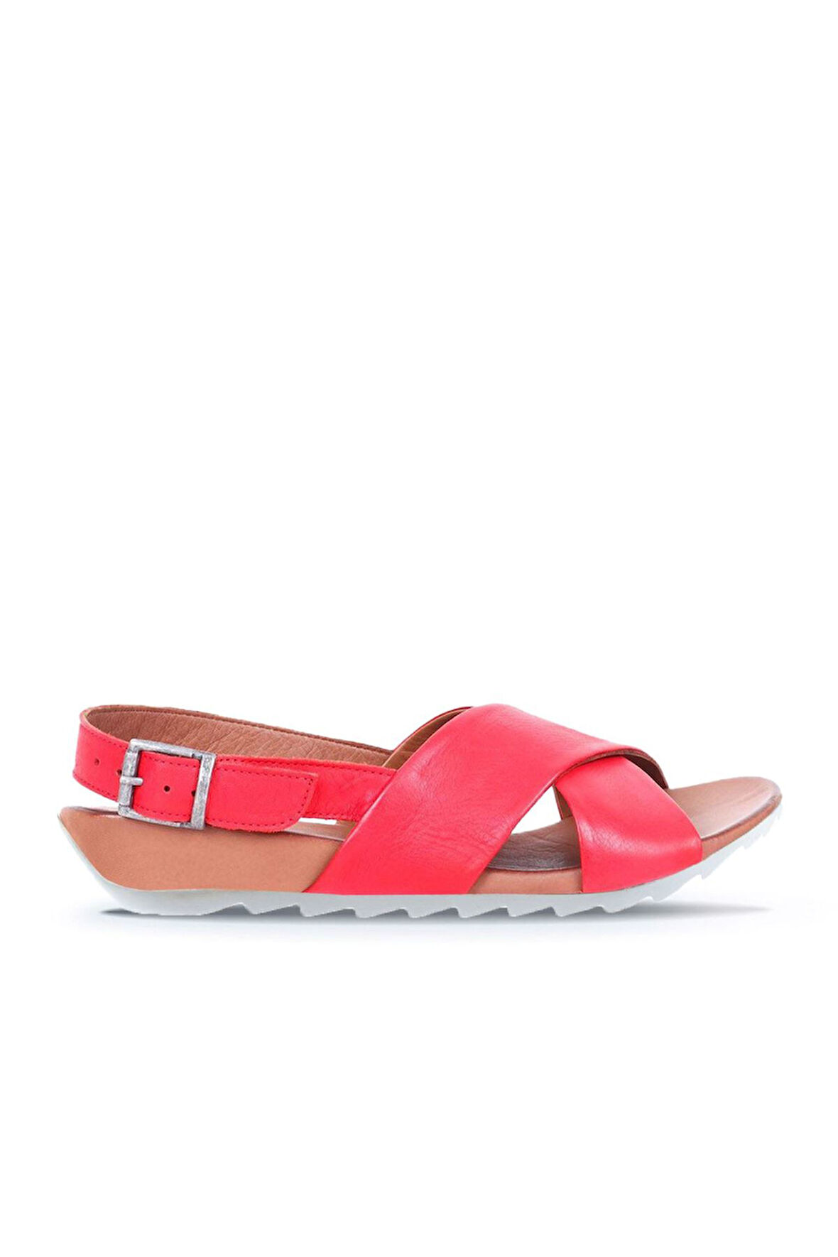 Bueno Shoes Kırmızı Deri Kadın Dolgu Topuklu Sandalet 01wj0800