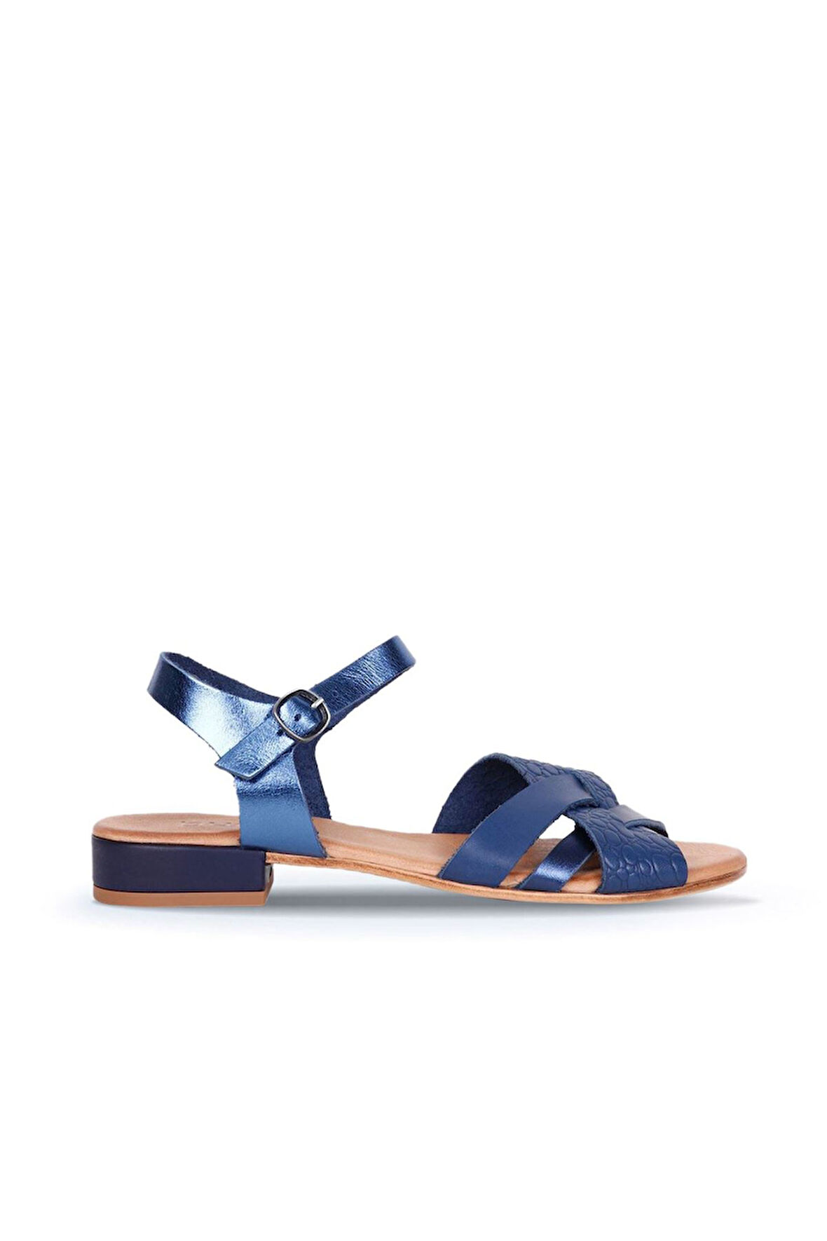 Bueno Shoes Lacivert Deri Kadın Topuklu Sandalet 01ws6106