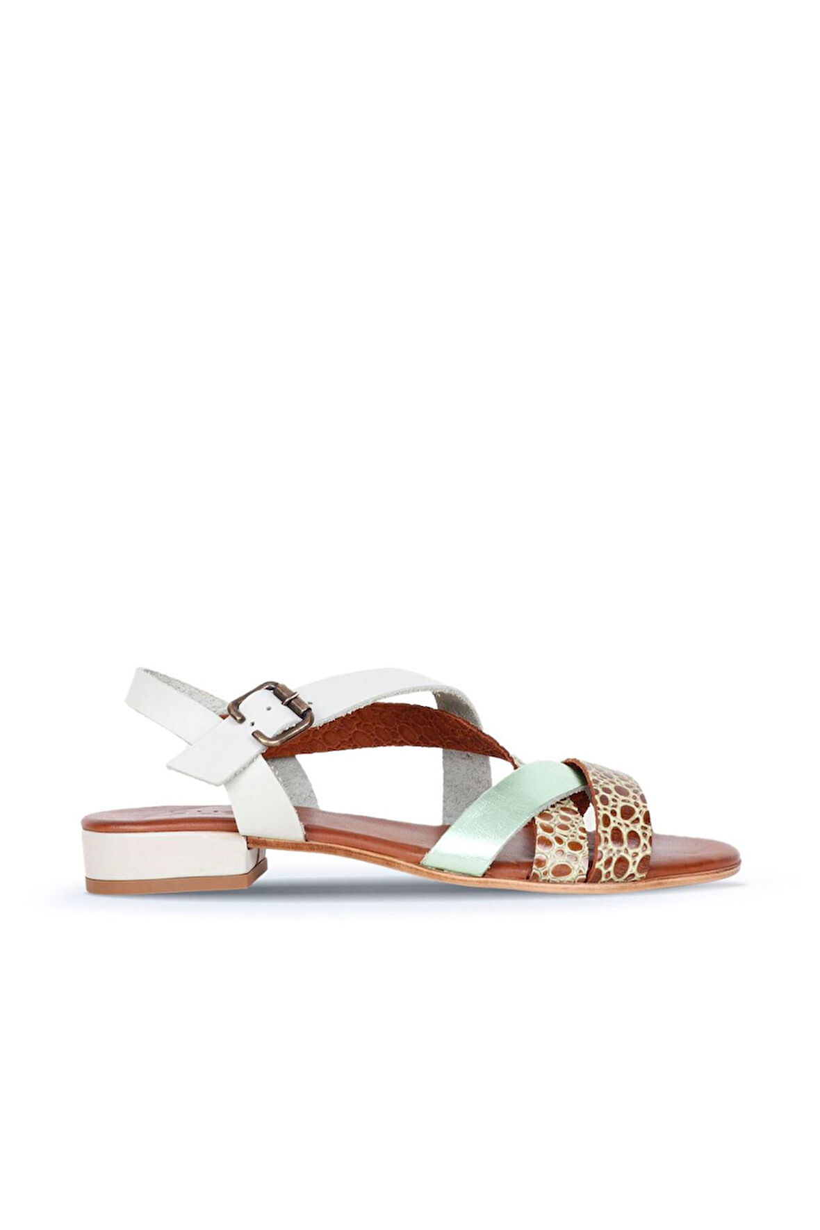 Bueno Shoes Yeşil Deri Kadın Topuklu Sandalet 01ws6110