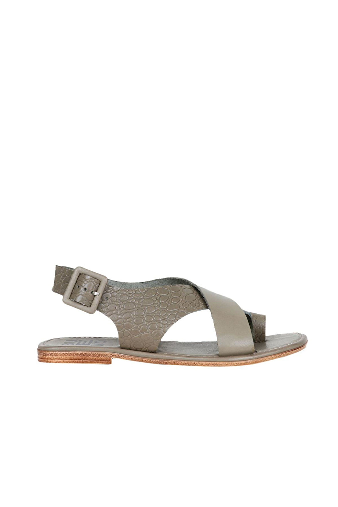 Bueno Shoes Haki Deri Kadın Parmak Arası Sandalet 01ws6903