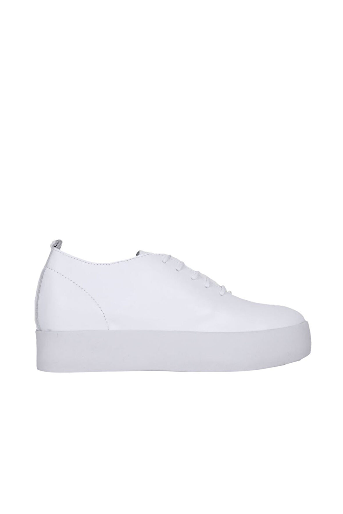 Bueno Shoes Beyaz Deri Kadın Dolgu Topuklu Ayakkabı 01ws10701