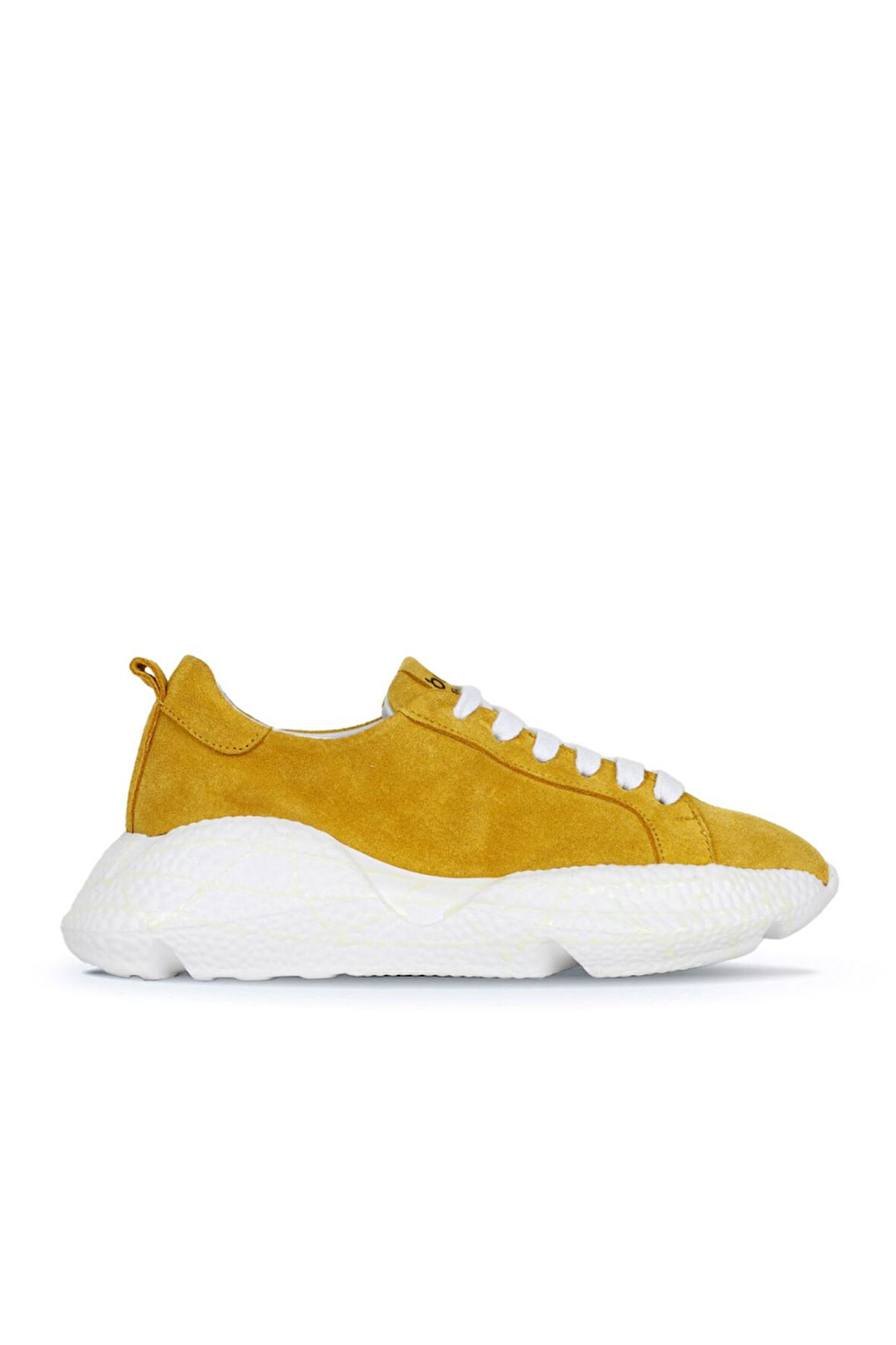 Bueno Shoes Sarı Süet Kadın Dolgu Topuklu Spor Ayakkabı 01ws12200