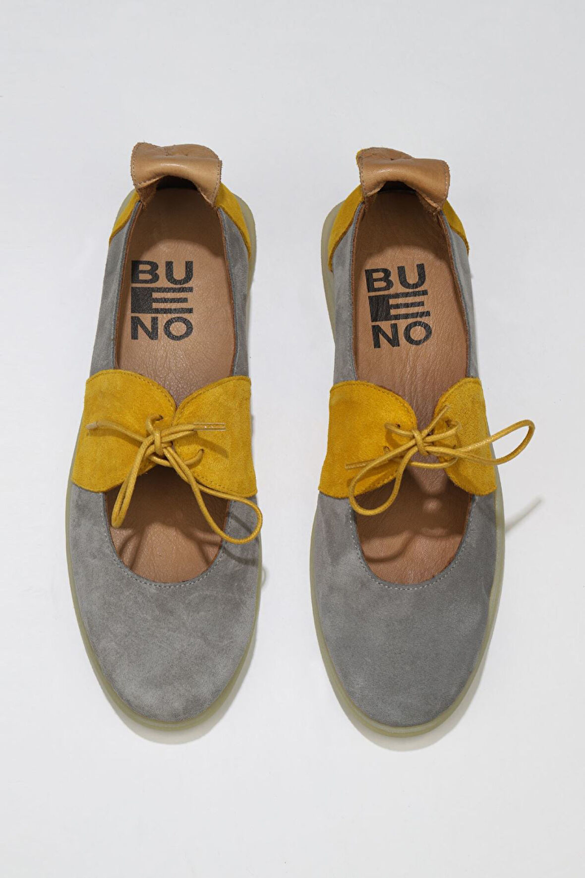 Bueno Shoes Gri Sarı Açık Süet Kadın Düz Babet 01ws12604